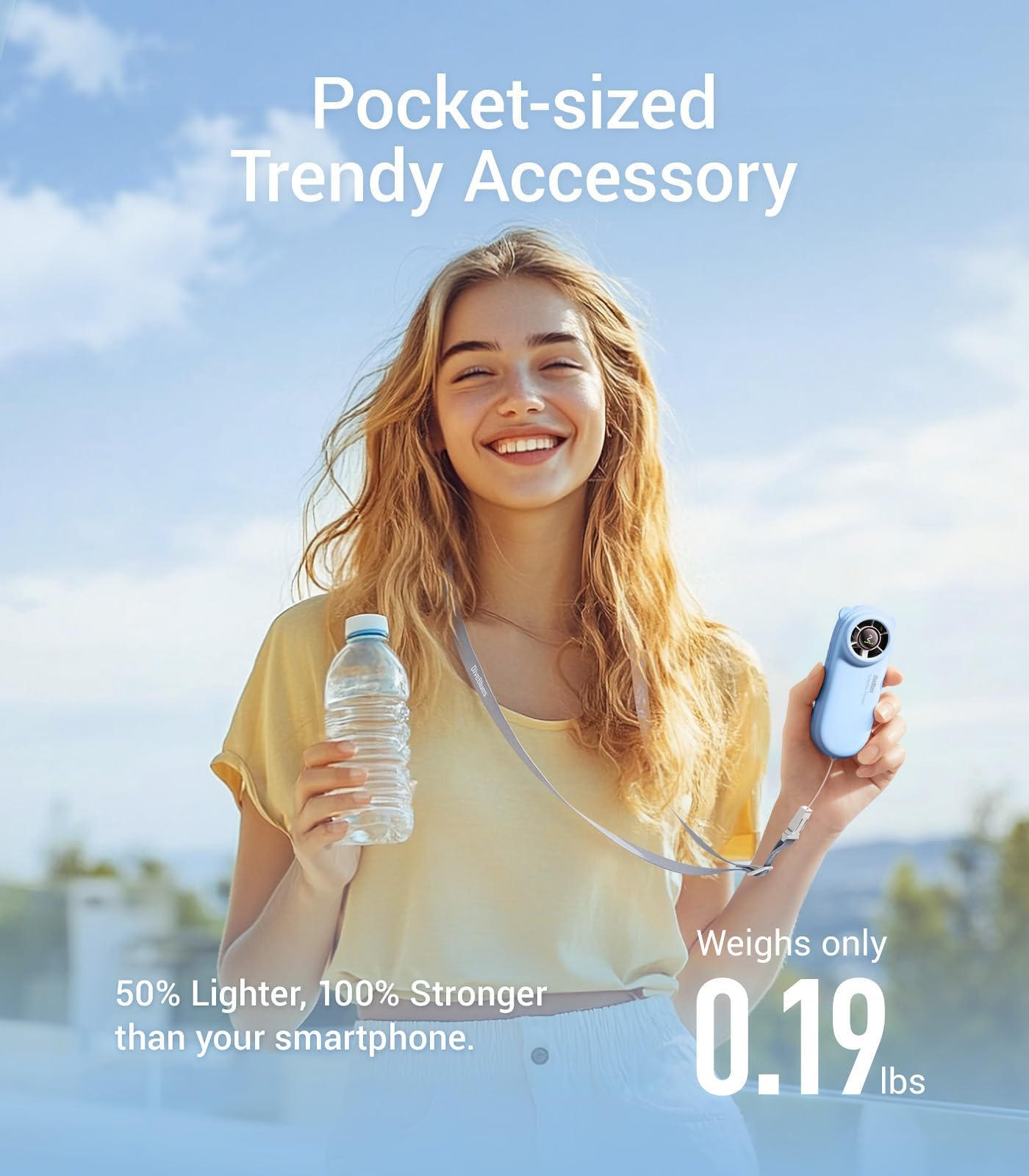 Diveblues Turbobear Portable Handheld Turbo Fan  Powerful Air Speed, Ultra Light 86.5G Hand Fan, 5 Gear Cooling, Rechargeable Ba