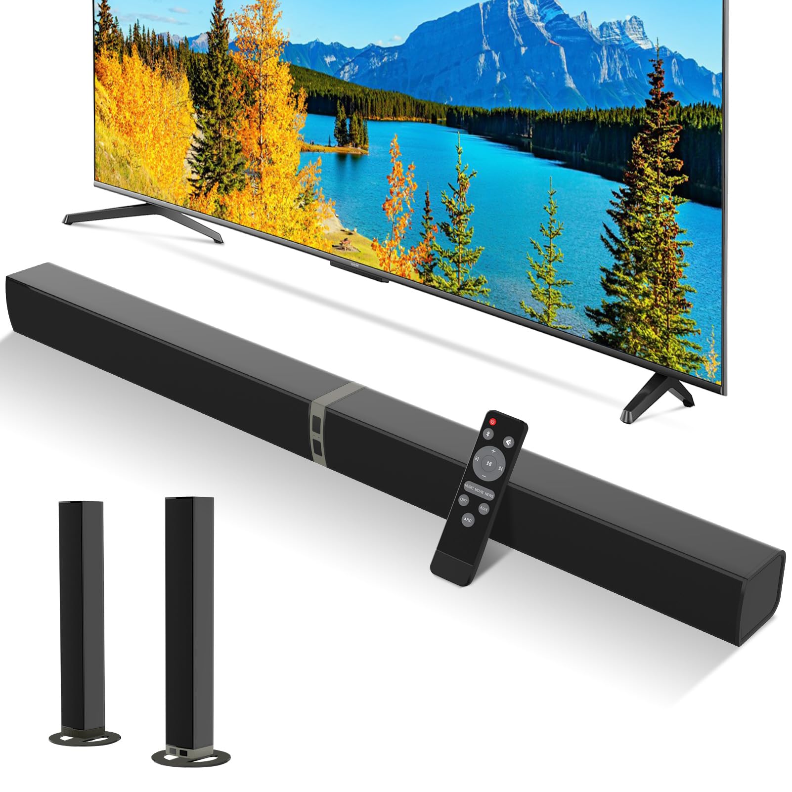Mzeibo Tv Sound Bar, Sound Bars For Smart Tv, Bluetooth 5.0 Soundbar 60W