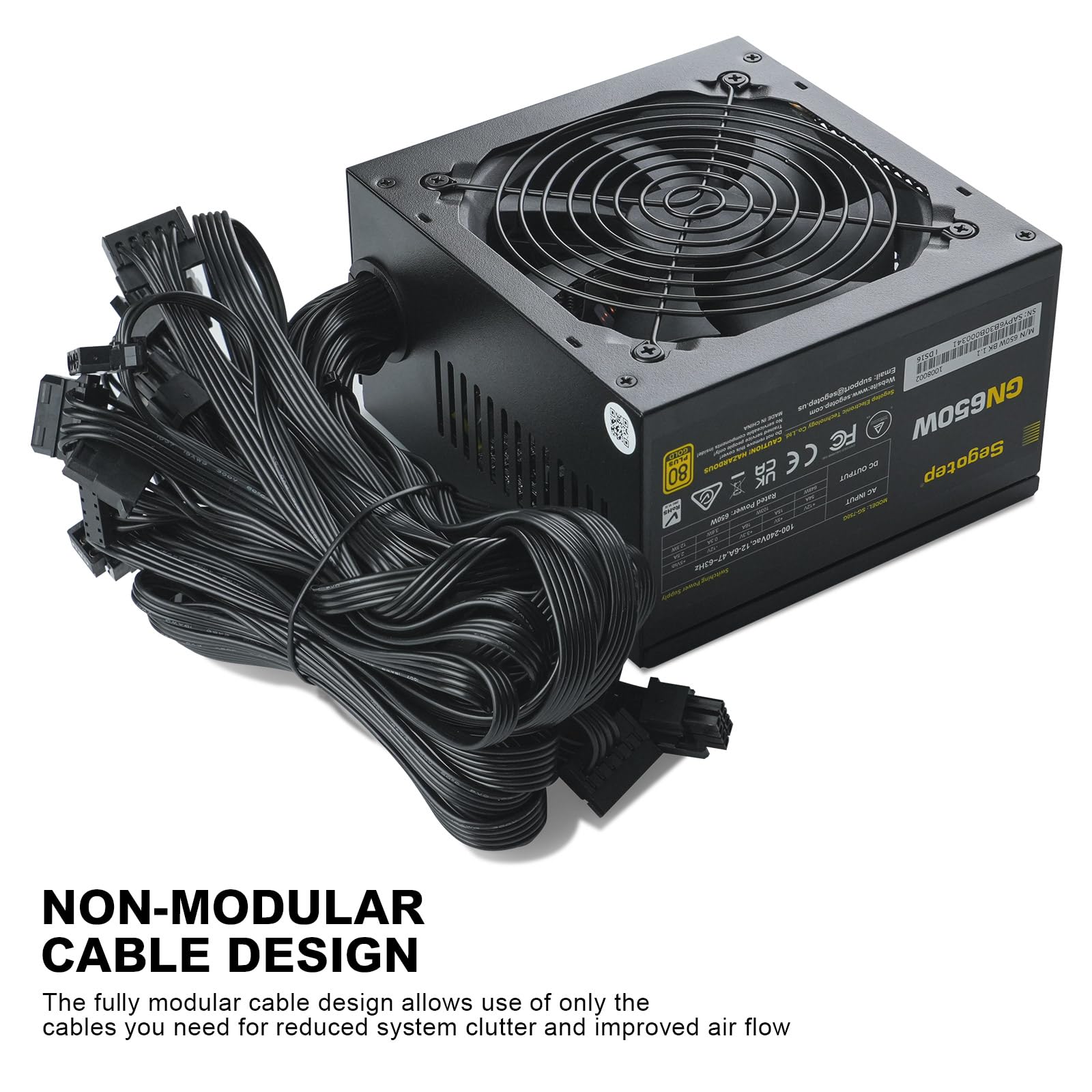 Segotep 650W 80 Plus Gold Certified Non Modular Atx Power Supply With 6+2 Pin Connectors Pfc Protection And Rohs Compliance, 120