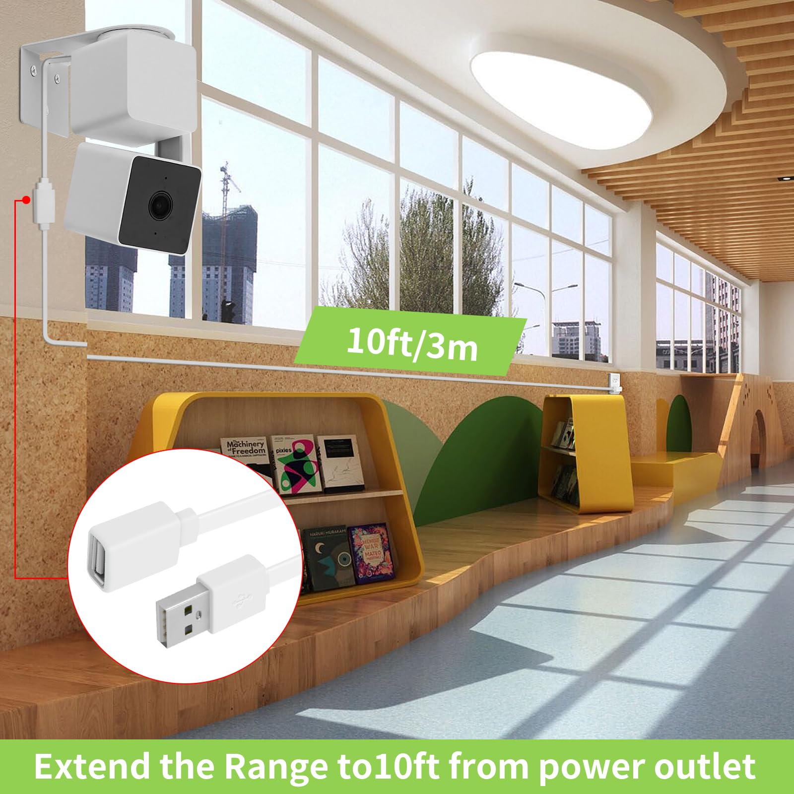 Uyodm 2Pack 10Ft/3M Usb Extension Cable Compatible With Wyze Cam V3/V2/V4,Wyze Cam Og, Wyze Cam Pan V3/V3 Pro/ V2, Ipx7 Waterpro