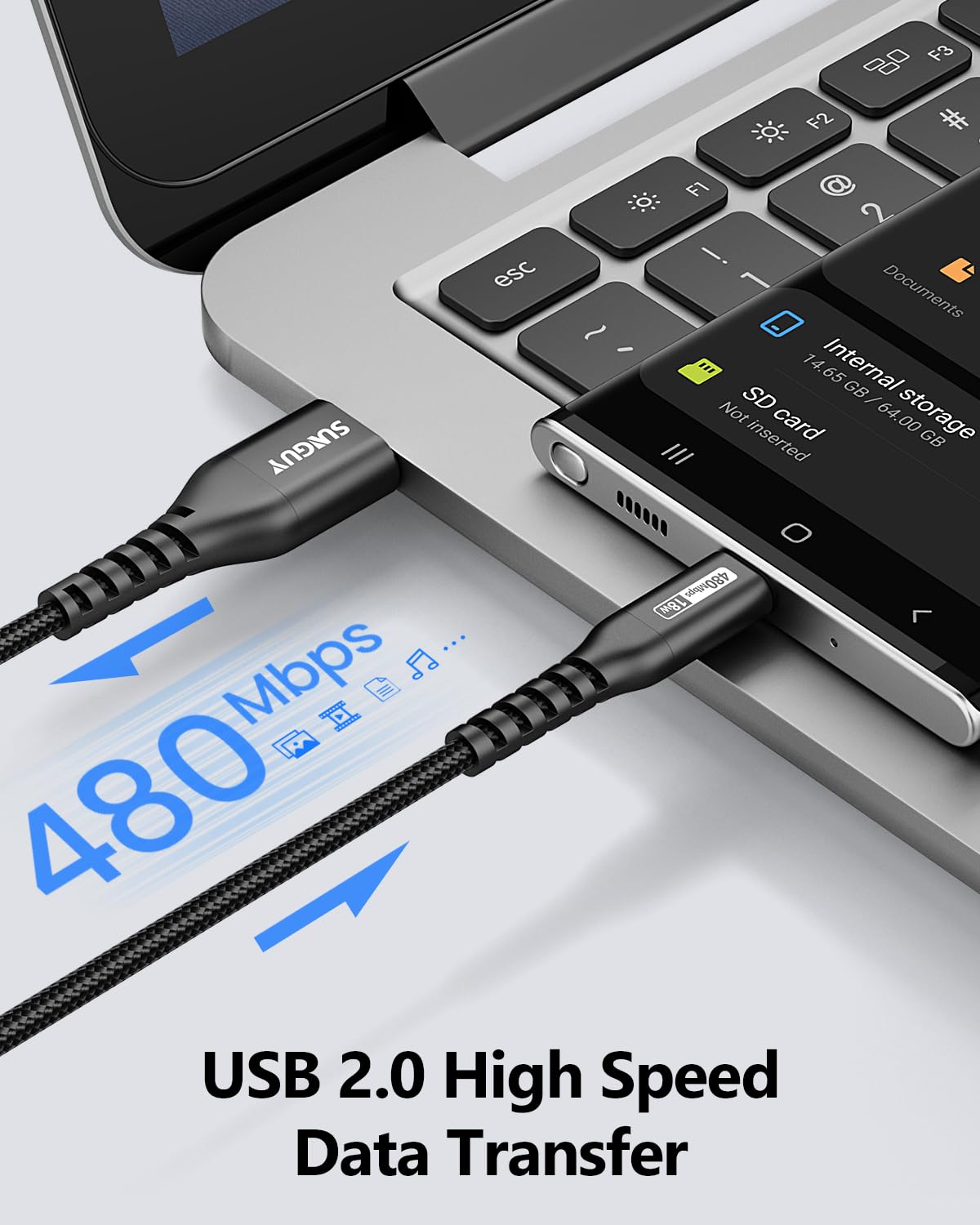 Sunguy Usb C Cable 3Ft [3Pack] 3A Usb To Usb C Cable Fast Charging Data Transfer Braided Compatible With Iphone15/15Pro/15Promax