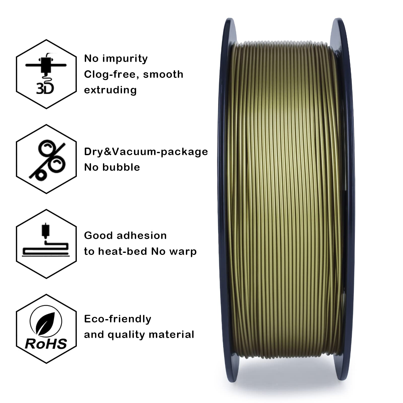 Ziro Pla Metal Filament 1.75Mm,3D Printer Filament Pla Pro Metal Bronze 1.75 1Kg(2.2Lbs), Dimensional Accuracy +/  0.03Mm,Bronze