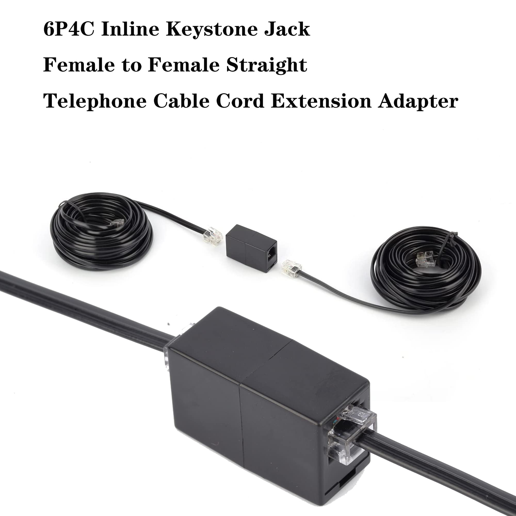 Ubramac Telephone Extension Cord Phone Cable Line Wire, With Standard Rj11 Plug (15Ft Black)