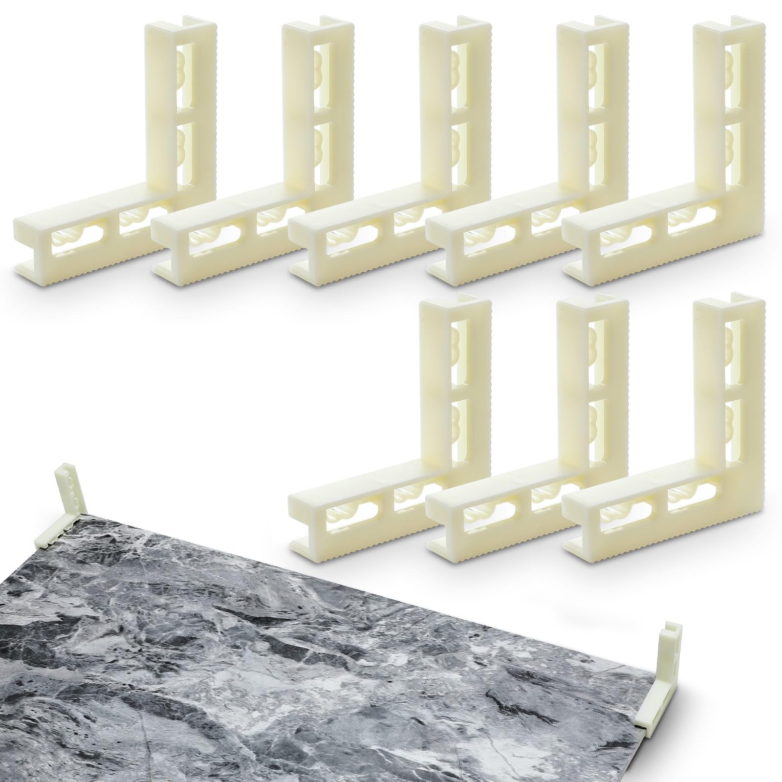 Threehoney 8 Pcs Photograph Backdrop Board Bracket 2.6 x 2.6 x 0.5 Inch Vertical L Shape Background Holder Stand Adjustable Plas