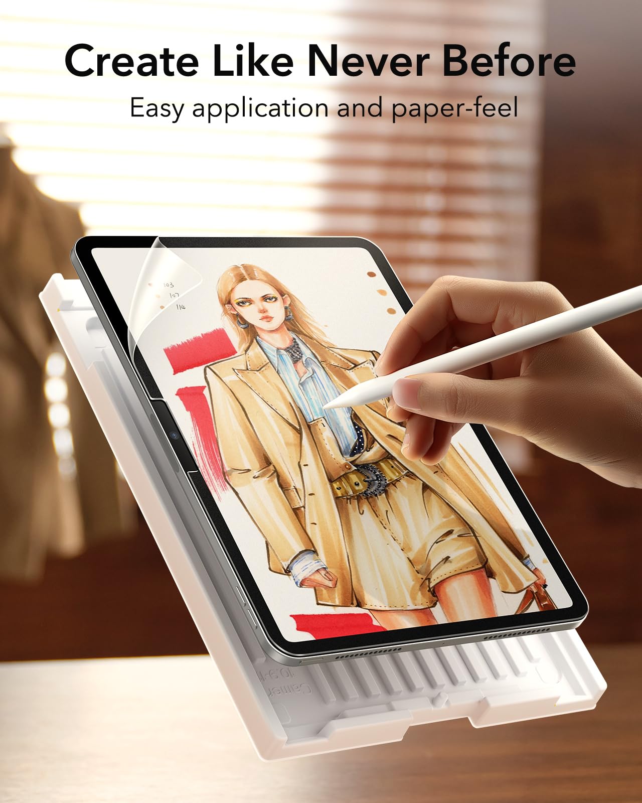 Esr 2 Pack Paper Feel Screen Protector For Ipad Air 11 Inch M3/M2 (7Th/6Th Generation, 2025/2024), Write And Draw Like On Paper, Scratch Protection With Easy Application Tray, Thin And Responsive