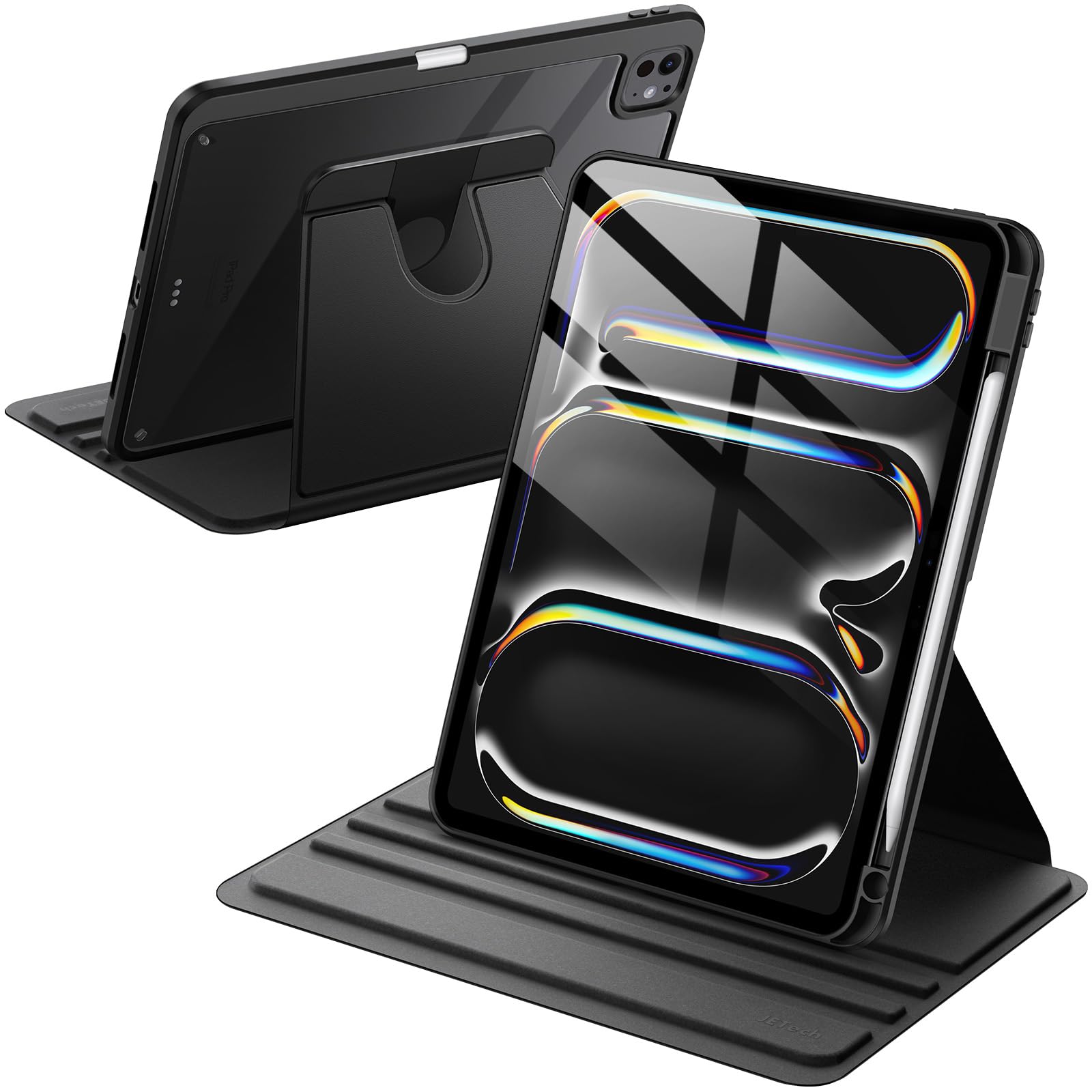 JETech Rotating Case for iPad Pro 11-Inch M5/M4 2025/2024 (6th/5th Generation) with Pencil Holder, Not for 4th/3rd/2nd/1st Gen, 