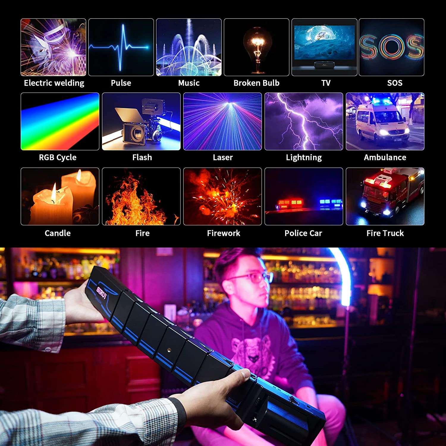 Sirui B25R Rgb Panel Light, Bendable Led Video Light For Studio Photography Lighting, Adjustable 360 Full Color, 2700 8500K, Qui