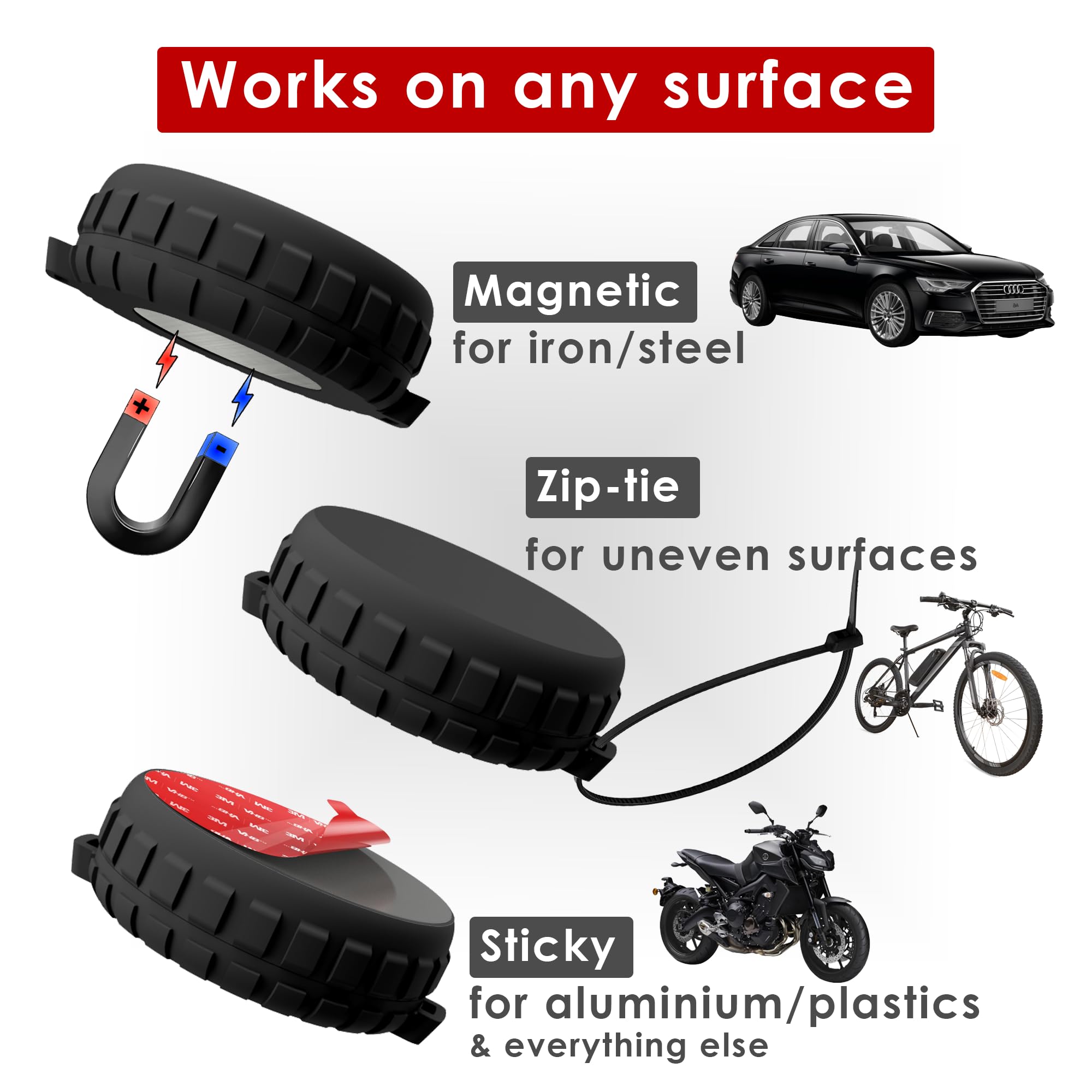Ultra Strong Case Compatible With Apple Airtag Waterproof, Vibration & Shock Proof, Secure Attach For Hidden Tracking Of Car, Bi