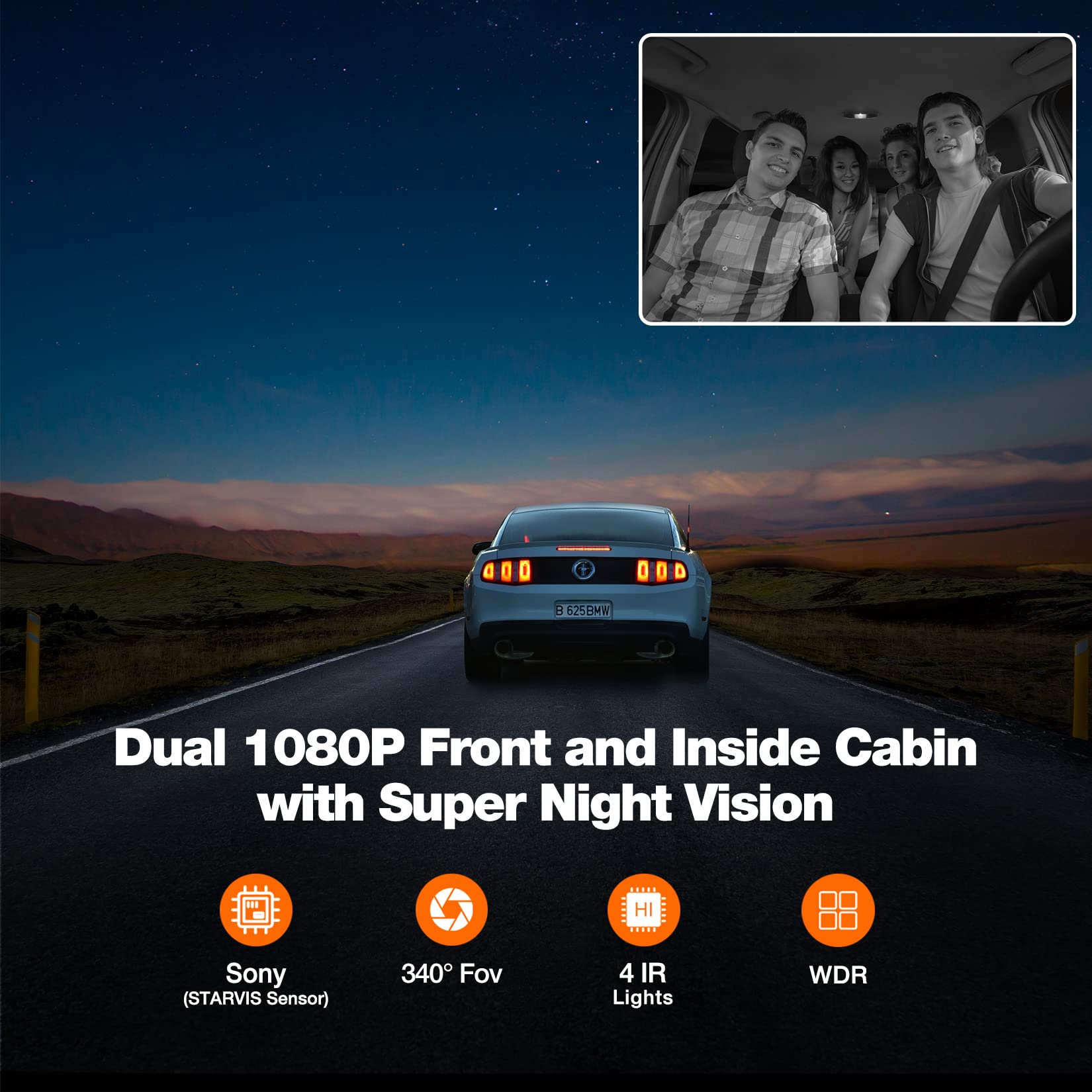 Kingslim D1 Pro 2K Dash Cam Front And Inside With Wi Fi Gps   2K/1080P Dual Car Camera Driving Recorder, Super Night Vision With