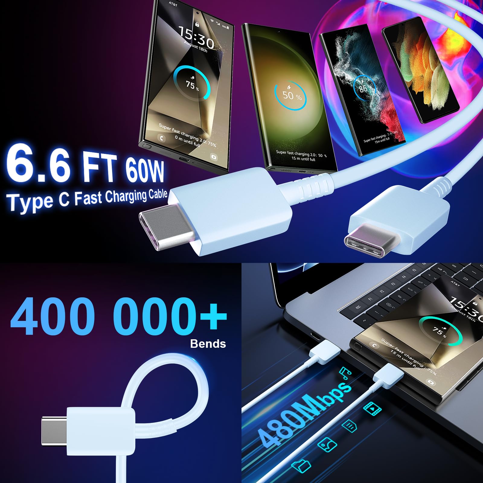 Usb C Fast Charger, 25W Samsung Charger Type C Super Fast Charging Android Charger Block With 6.6 Ft Cable For Samsung Galaxy S2