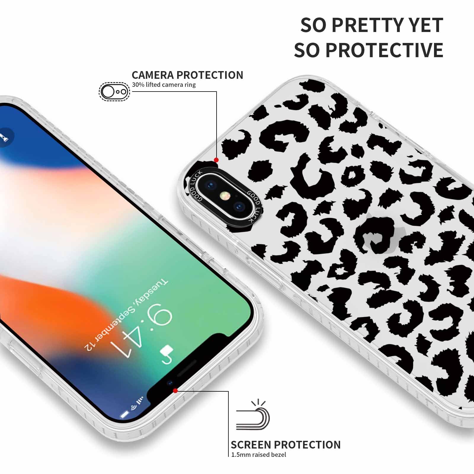 Rumdey 2 Pack Cute Clear Leopard Cases For Iphone X/Xs 5.8'' Phone Case, Cheetah Print Design Cases Soft Silicone Slim Tpu Shock
