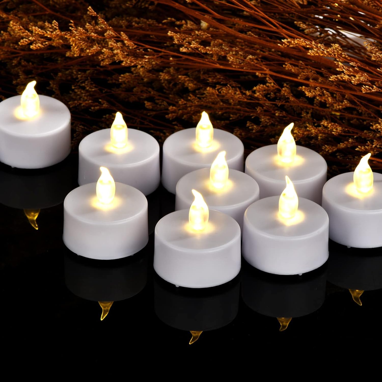 Led Tea Lights Flameless Candles: Battery Operated Bulk 100 Pack Realistic And Bright Flickering Long Lasting 200 Hours Electric