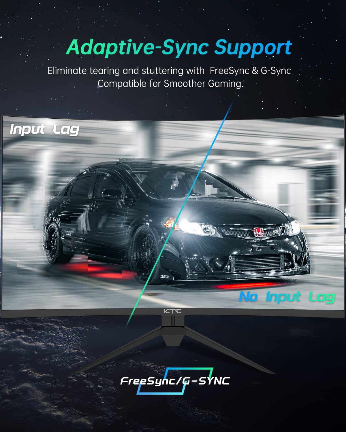 Ktc 32 Inch Curved Gaming Monitor, 2K 170Hz Monitor, 1440P 144Hz Monitor, 1500R Frameless, 1Ms, Hdr, Freesync Premium, Displaypo