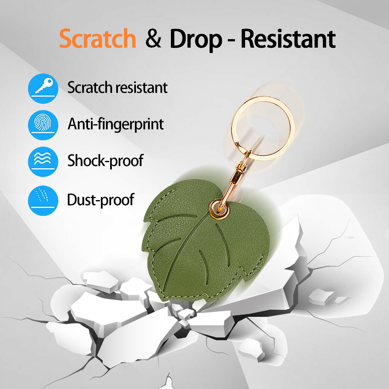 Xsuioy Leather Keychain Case Holder Compatible With Apple Airtag, Gps Airtag Keychain Finder Tracker With Key Ring, Anti Scratch