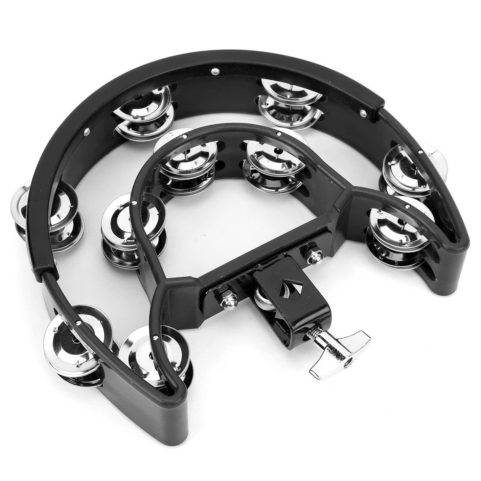 Ubervia Double Row Metal Jingles, Crisp Sound High Strength Half Moon Tambourine Environmentally Friendly ABS for KTV for Party 