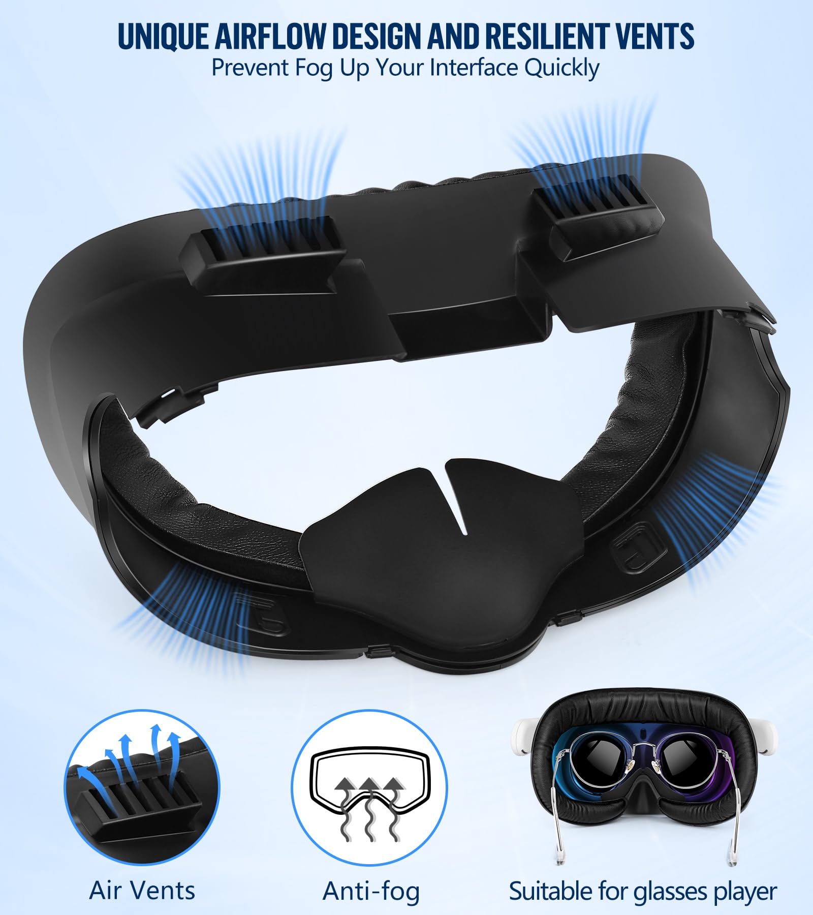 Yrxvw Facial Interface & Face Pad Cushion Compatible With Oculus/Meta Quest 3 Accessories, Replacement Pu Leather Foam Cushion,A