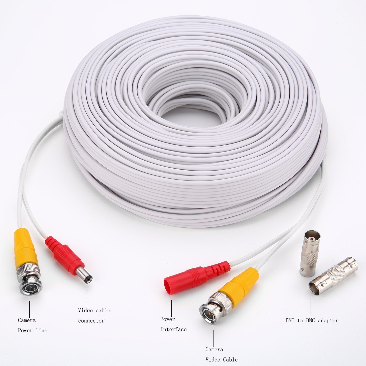 Bnc Cable 200Ft All In One Siamese Bnc Video And Power Security Camera Cable Bnc Extension Wire Cord With 2 Female Connectors Fo