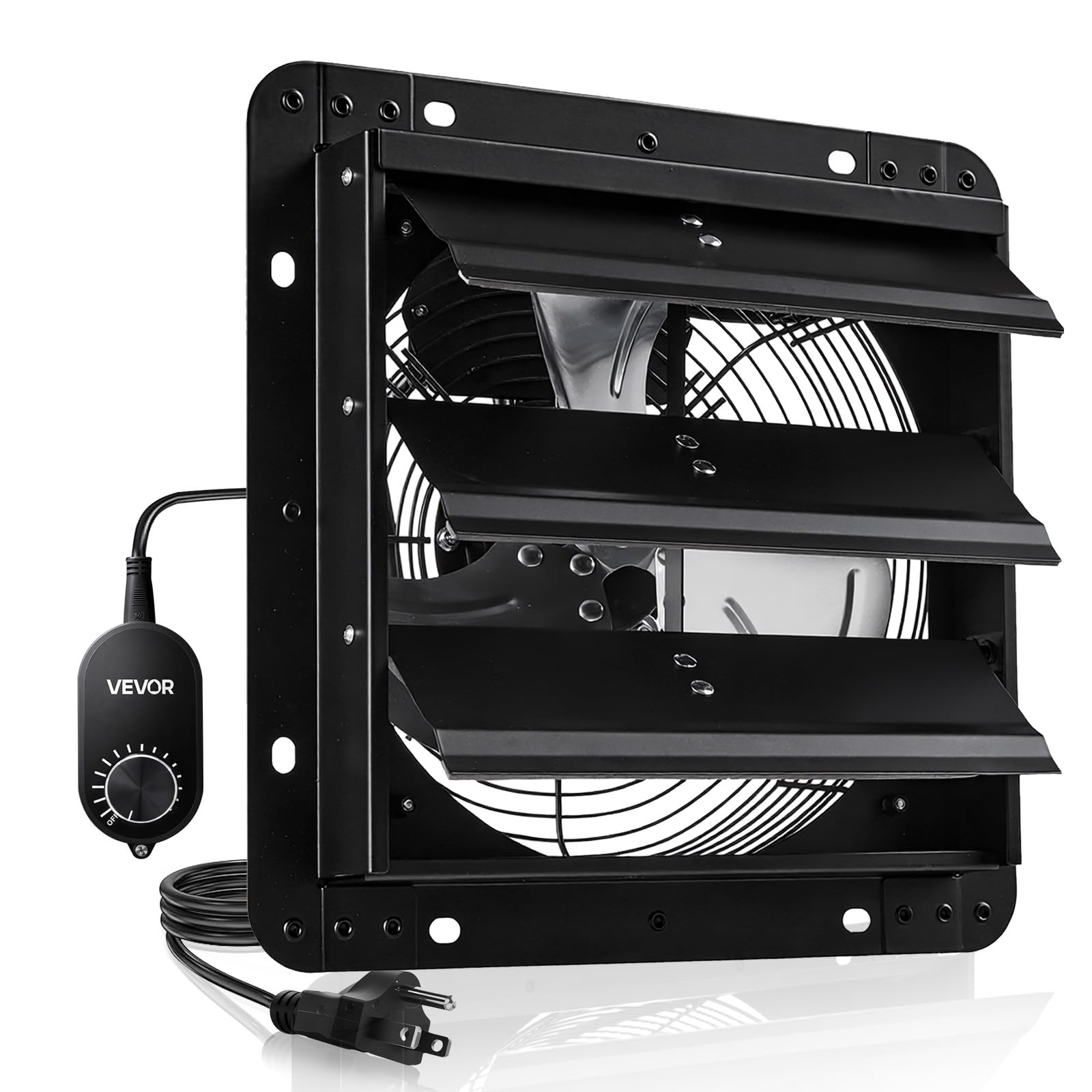 VEVOR 10 inch Shutter Exhaust Fan, Wall Mounted Attic Vent Fan with Variable Speed Controller, 900 CFM, AC Motor, Heavy-duty Ste