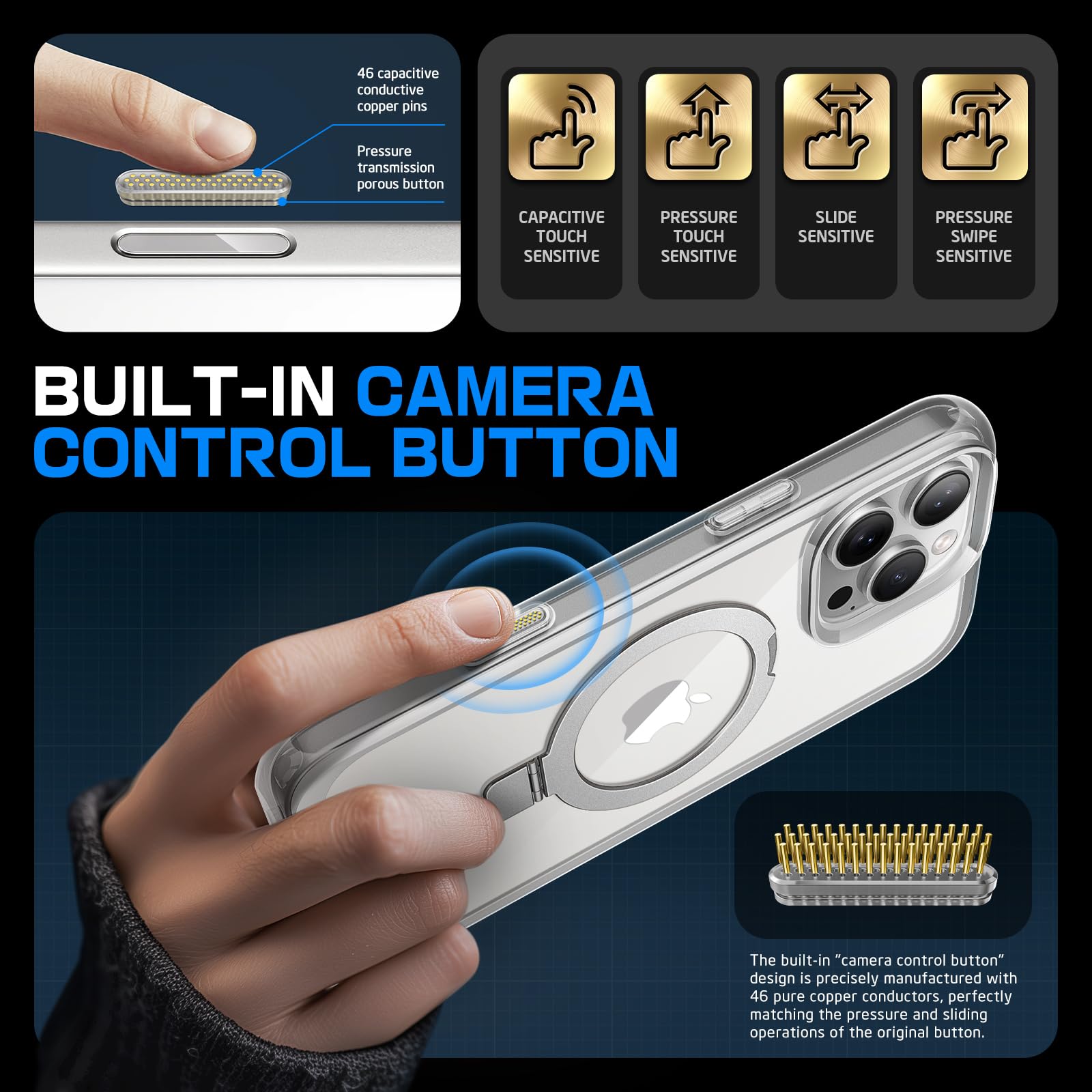 Supcase For Iphone 16 Pro Case With Camera Control Capture Button (Unicorn Beetle Mag Stand), [Compatible With Magsafe] Slim Cle