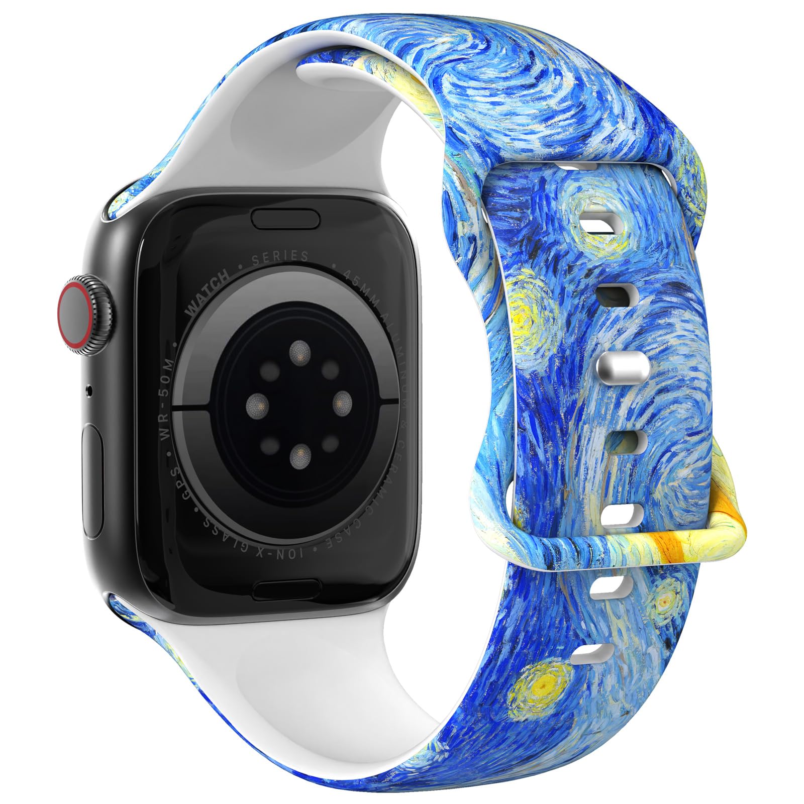 THONWO Artistic design Watch Band Compatible with Apple Watch Bands 38mm 40mm 41mm 42mm 44mm 45mm 46mm 49mm , Soft Silicone Spor