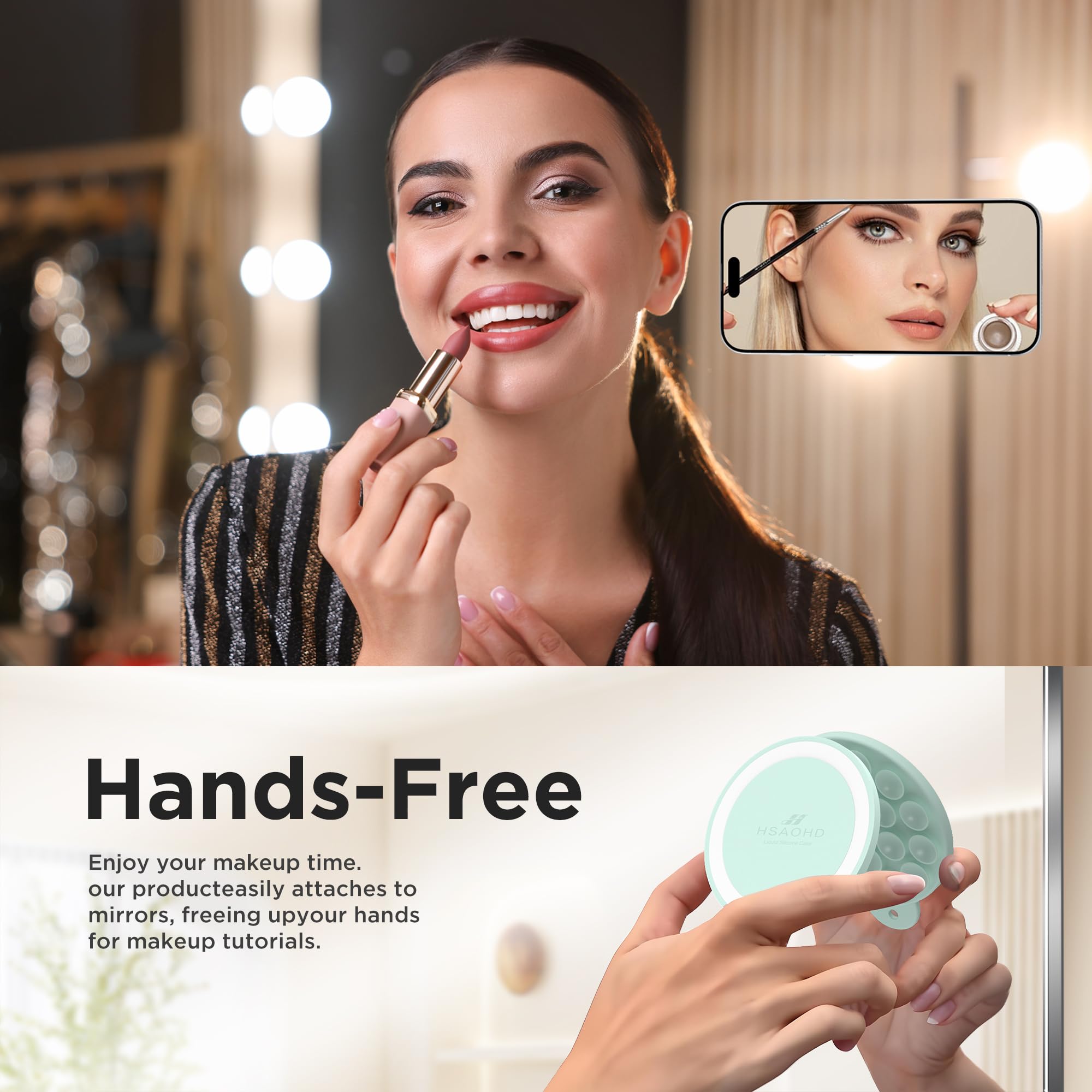 Hsaohd Magnetic Suction Cup Phone Mount For Magsafe Case, Silicone Hands-Free Phone Grip Holder For Iphone And Android, Mirror S