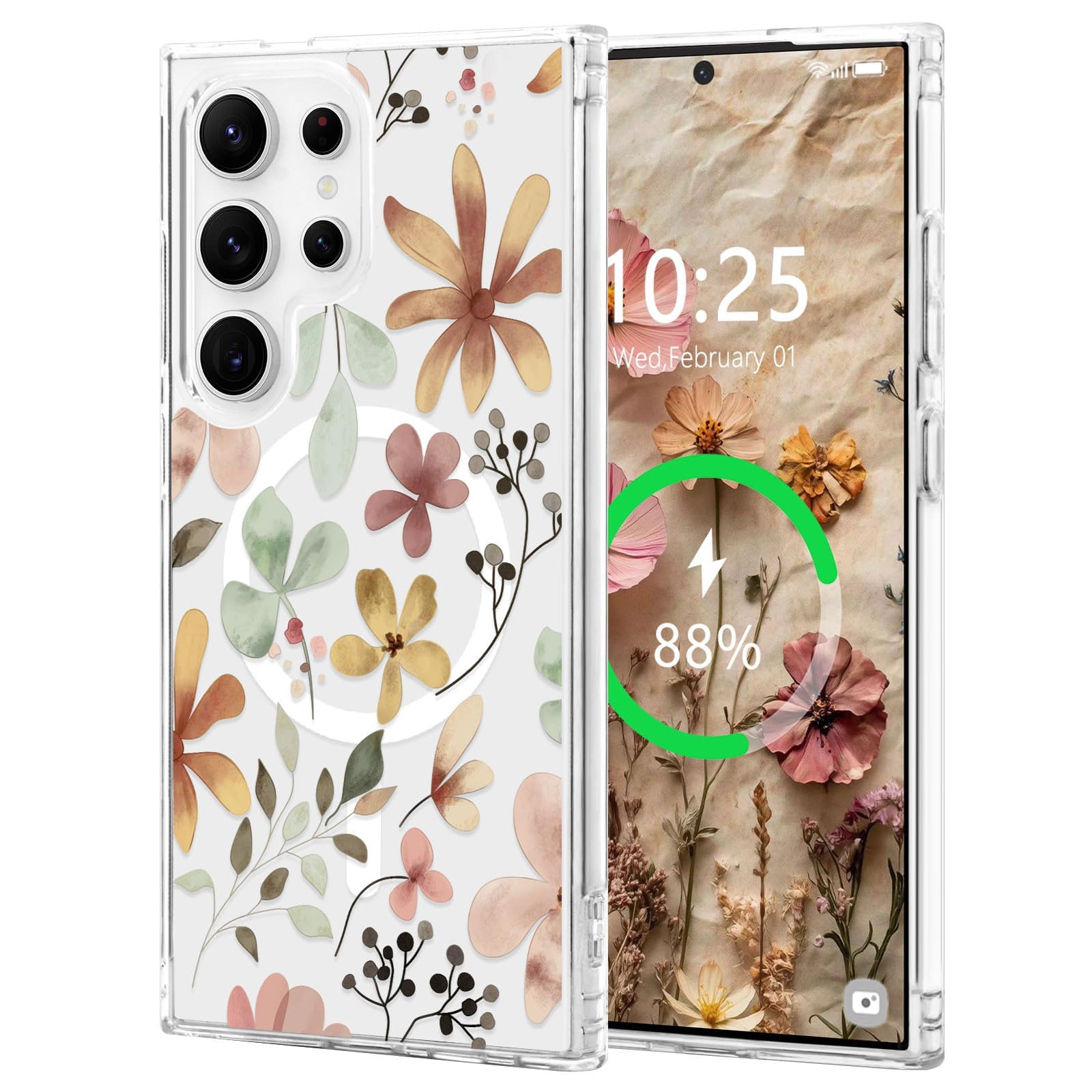 L-FADNUT for Samsung Galaxy S26 Ultra Case [Compatible with Magsafe], Cute Flower Girls Women Clear Case Silicone Shockproof Pro