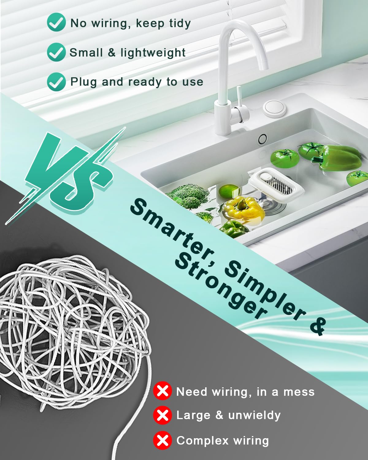 Hapythda Garbage Disposal Wireless Switch Kit, Remote Control Outlet, No Drilling On Sink Top, Air Switch Garbage Disposal, 15A/