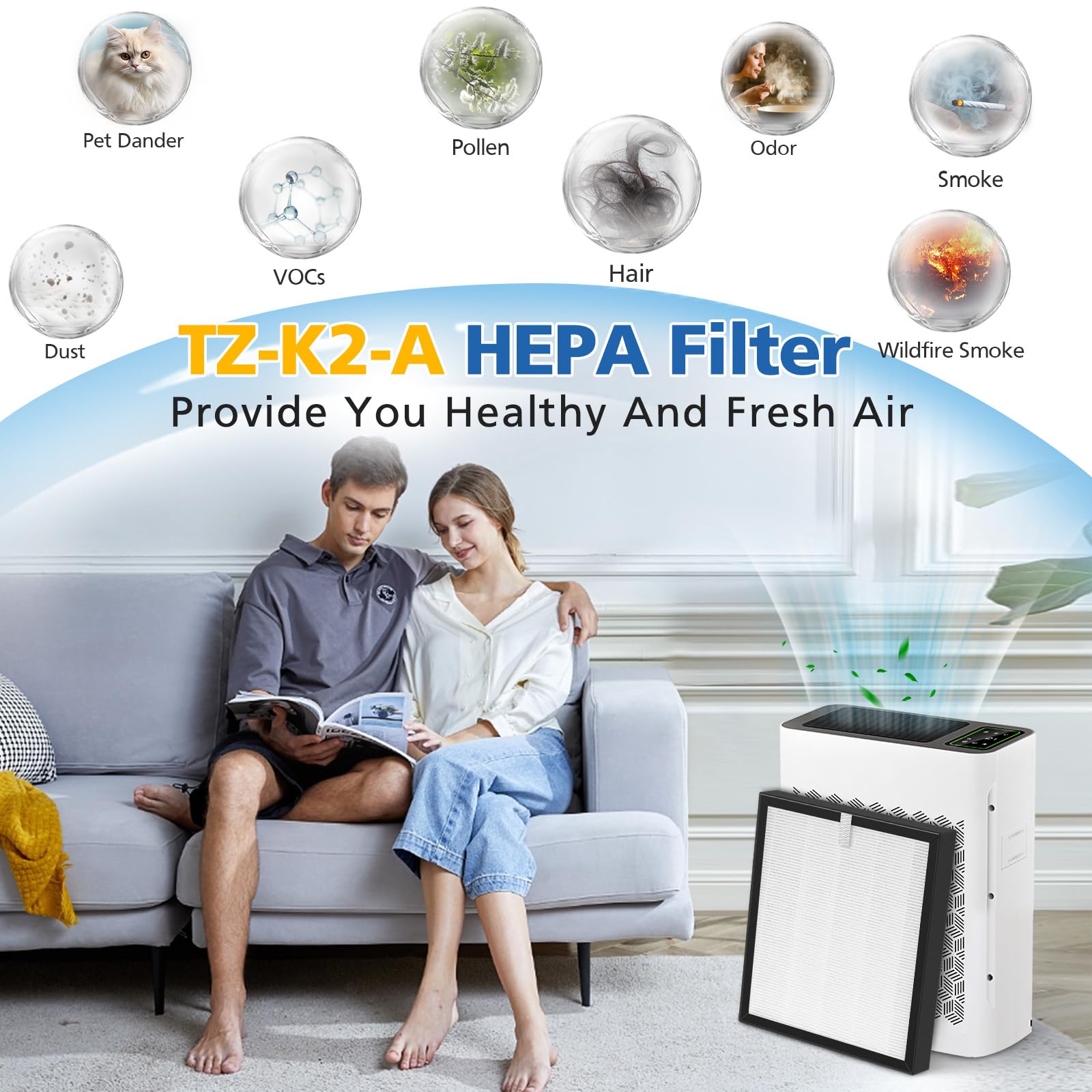 Linniw Tz K2 Replacement Filter Compatible With Tolife Air Purifier Tz K2, 3 In 1 High Efficiency H13 Hepa Tz K2 Filter, Activat