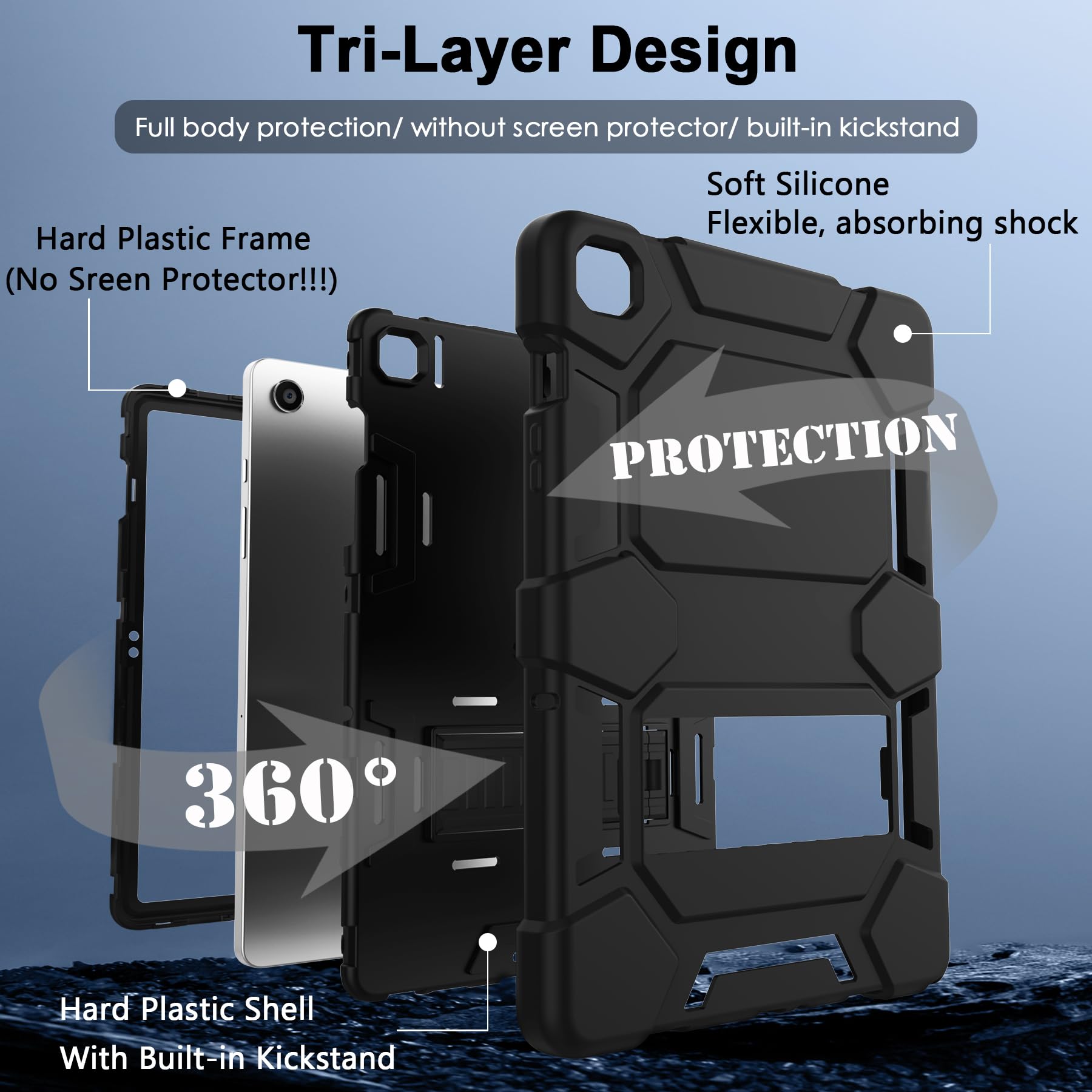 Ccmao Case For Samsung Galaxy Tab A9+/A9 Plus 11'' 2024 Model (Sm X210/X216/X218), Complete Protection Heavy Duty Shockproof Rug