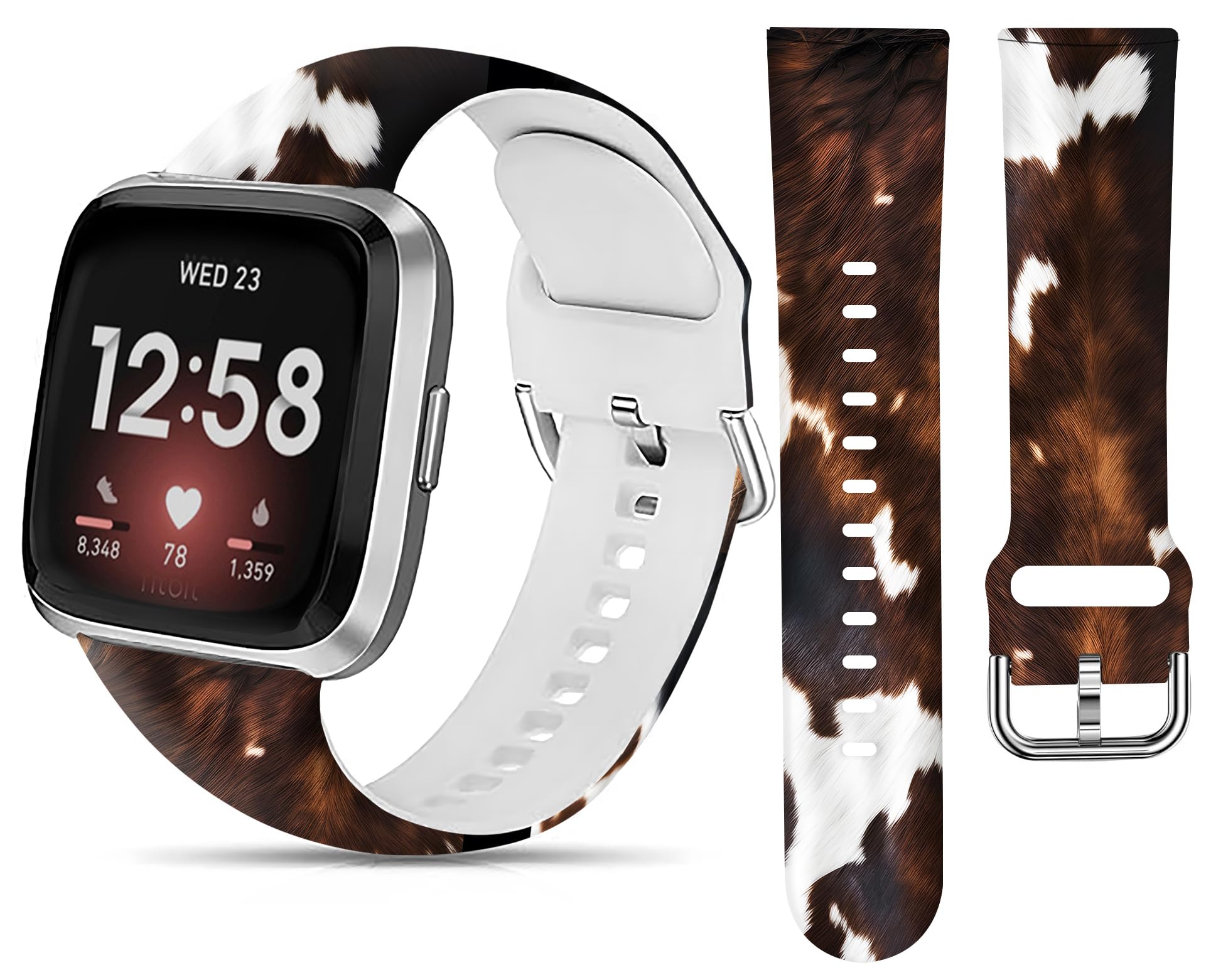 Lnzlking Sport Band Compatible With Versa 4/Versa 3, Sense 2 Smart Watch - Elastic Replacement Wristbands (Vintage Western Cowhi