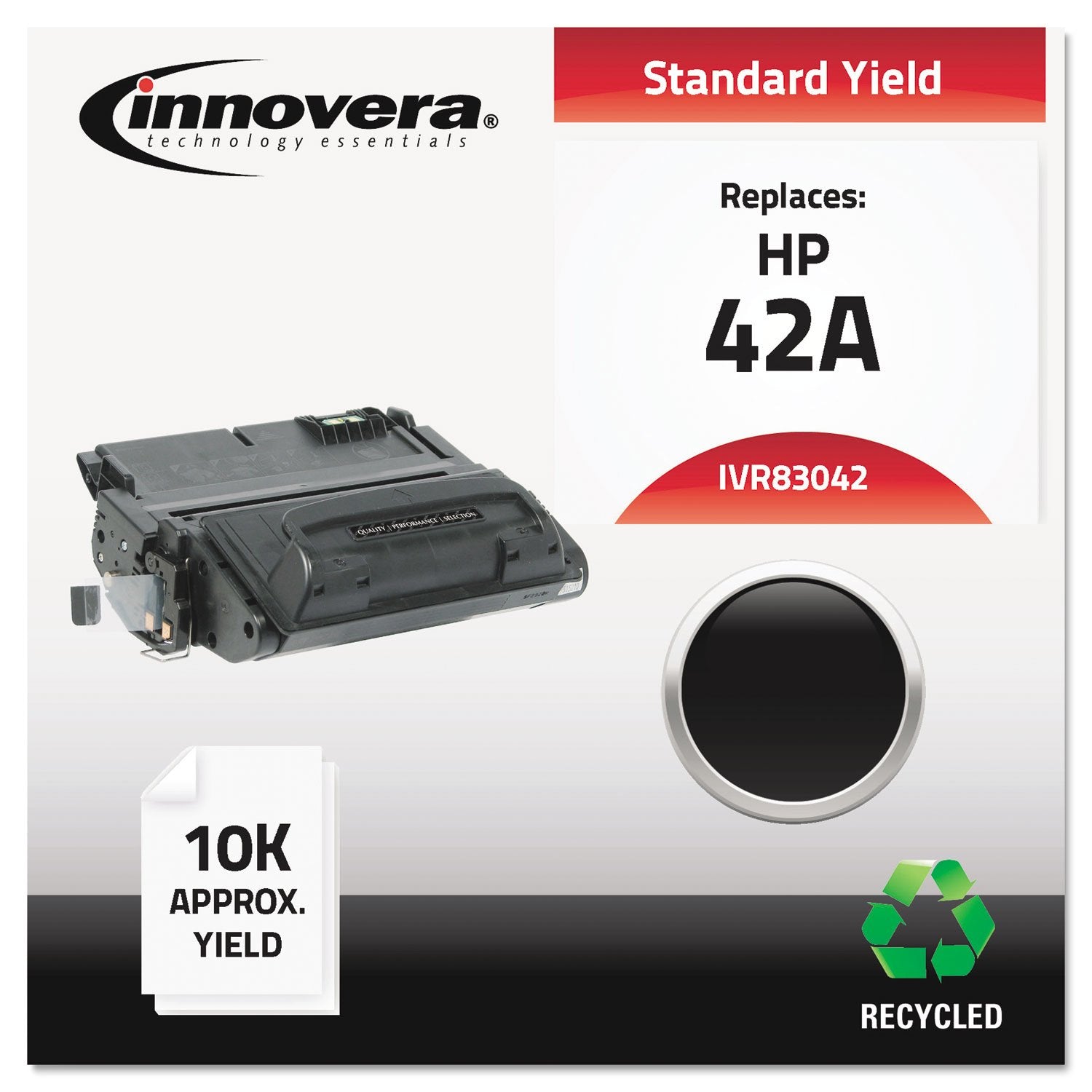 Innovera Remanufactured Black Toner, Replacement For 42A (Q5942A), 10,000 Page Yield