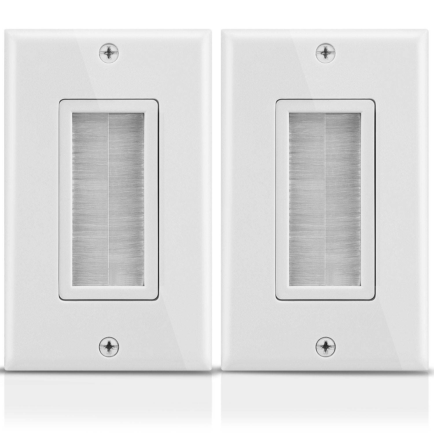 Fosmon 1 Gang Wall Plate (2 Pack), Brush Style Opening Passthrough Low Voltage Cable Plate In Wall Installation For Speaker Wire