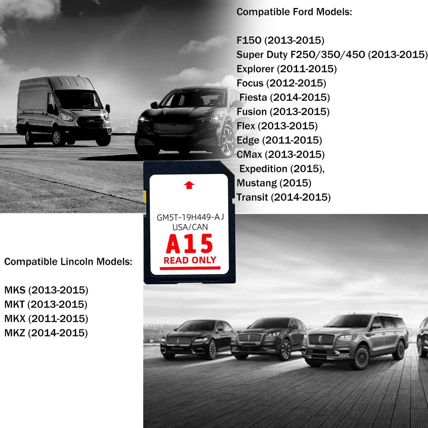 2024 Latest Version A15 Navigation Sd Card Compatible With Ford/Lincoln Sync 2 System Navigation Sd Card Map Update Usa Canada G