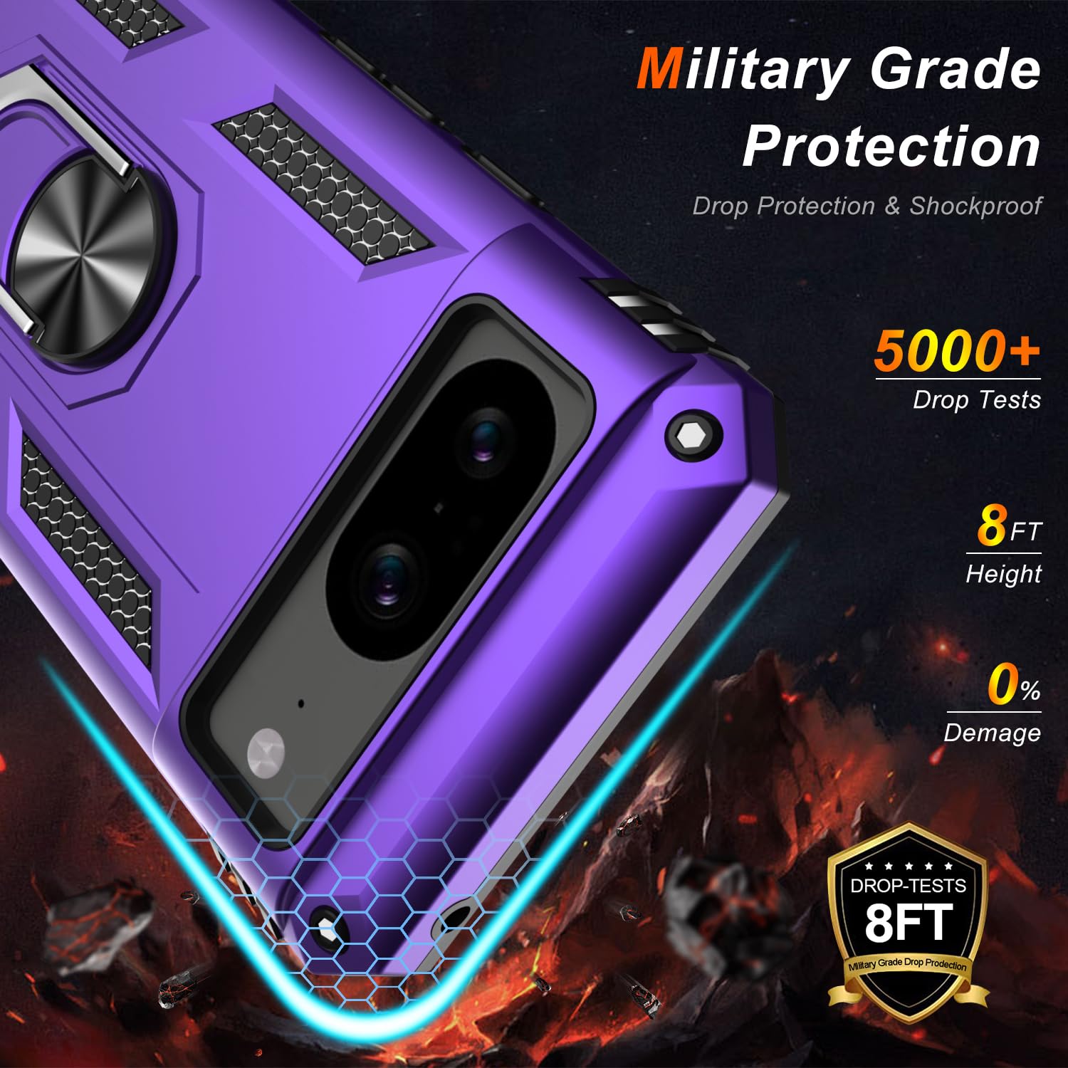 Lumarke For Google Pixel 8A Case With Screen Protector,Pass 16Ft. Drop Tested Military Grade Protective Phone Cover With Magneti