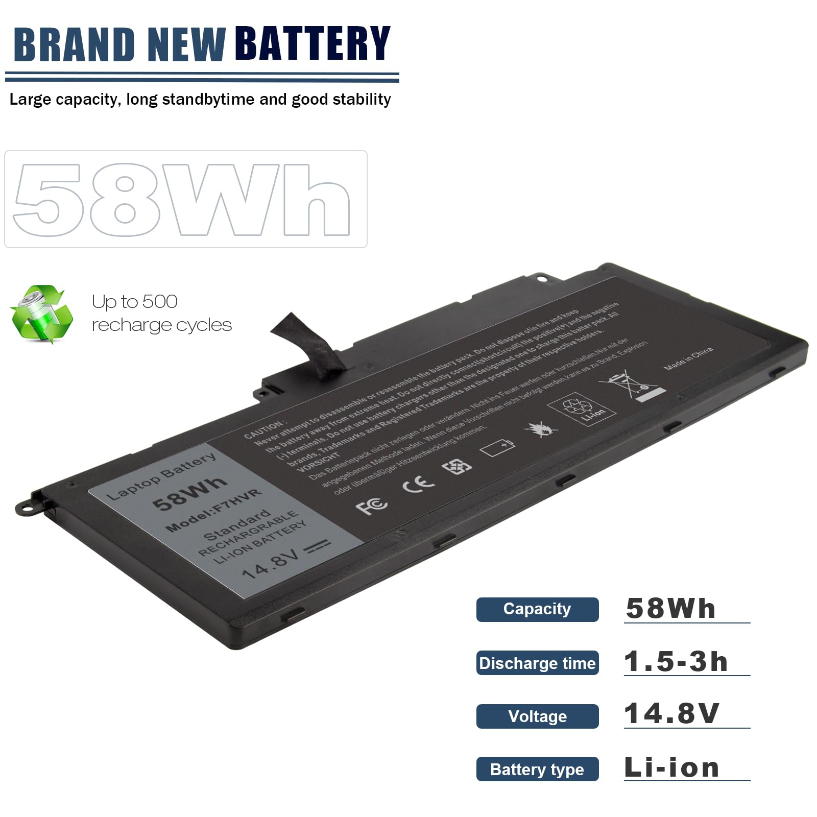 Futurebatt F7Hvr Notebook Battery 14.8V 58Wh Replaceable For Dell Inspiron 15 7537 Dell Insprion 17 7737 Series