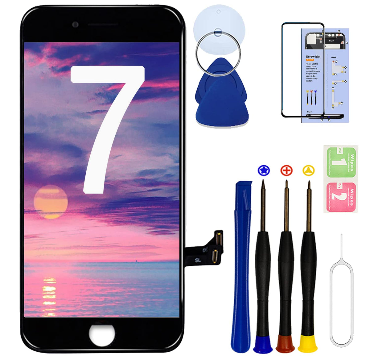 Simdog For Iphone 7 Screen Replacement,4.7'' Lcd Display And 3D Touch Digitizer,With Proximity Sensor,Front Facing Camera,Earpie