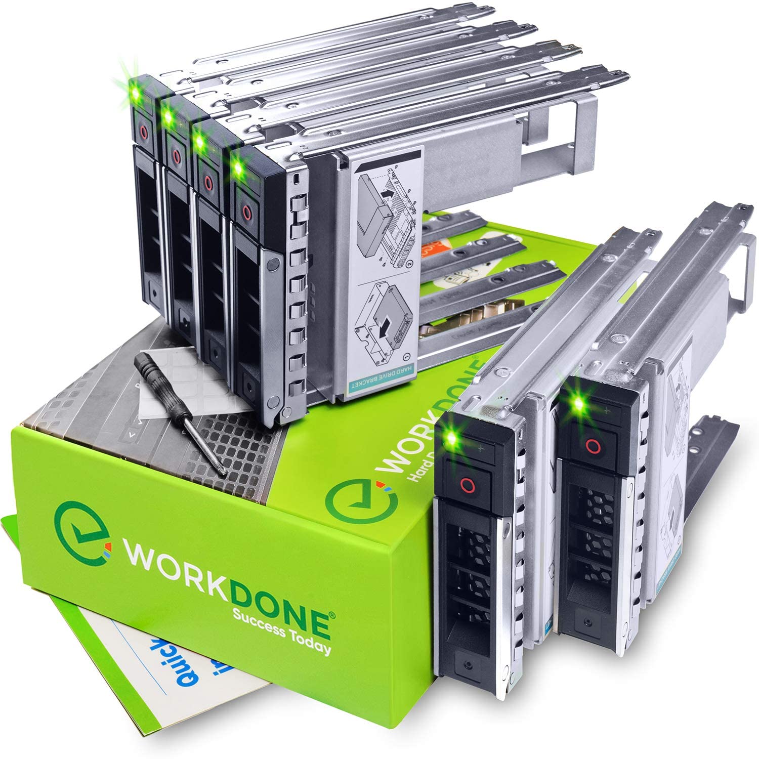 Workdone 6 Pack   3.5'' Hard Drive Caddy With 2.5'' Hdd Adapter   Compatible For Dell Poweredge Servers   R240 R340 R740 R640 R5