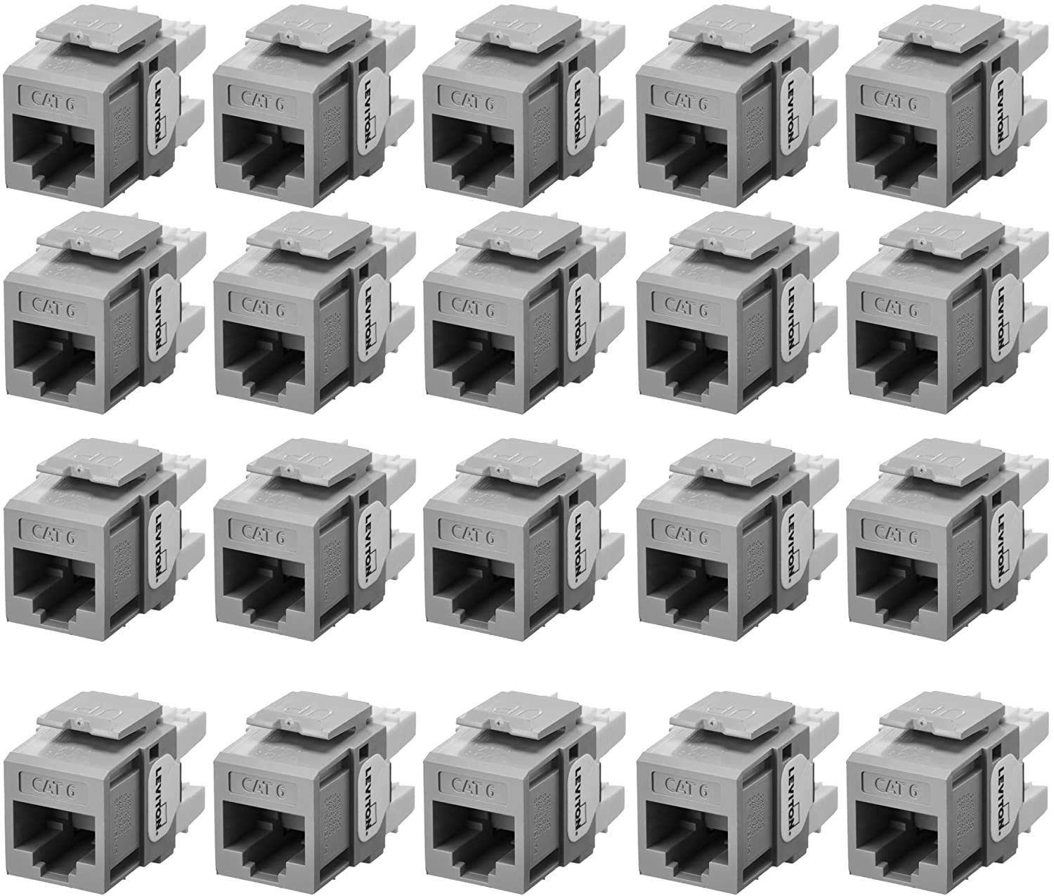 Leviton 61110 BG6 Extreme Quick Port Connector, Grey, 25 Pack, Gray