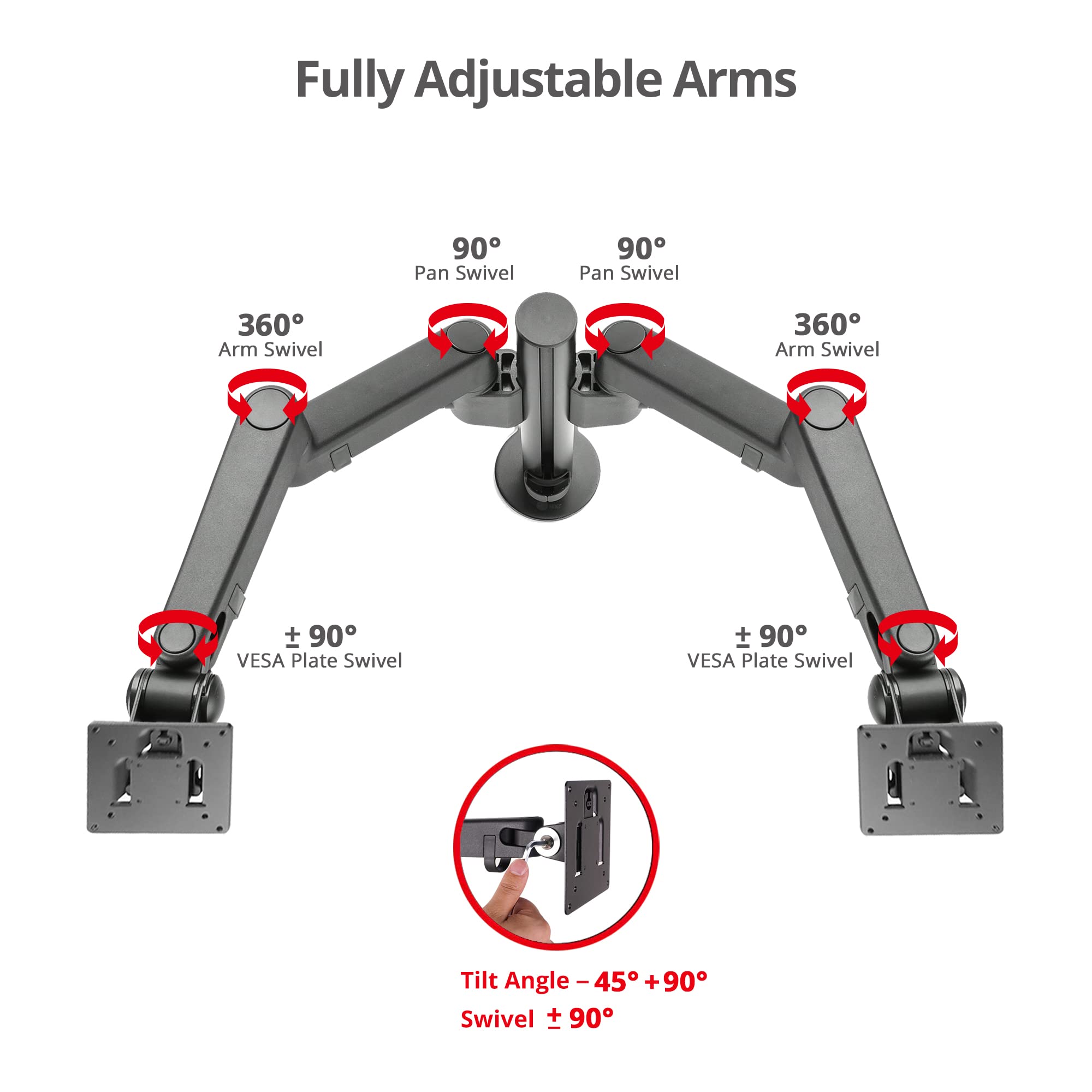 Siig Dual Monitor Desk Mount, Replaceable Articulating Arm, 14'' To 30'', Fully Adjustable, Fits Flat/Curved Monitor, Load Beari