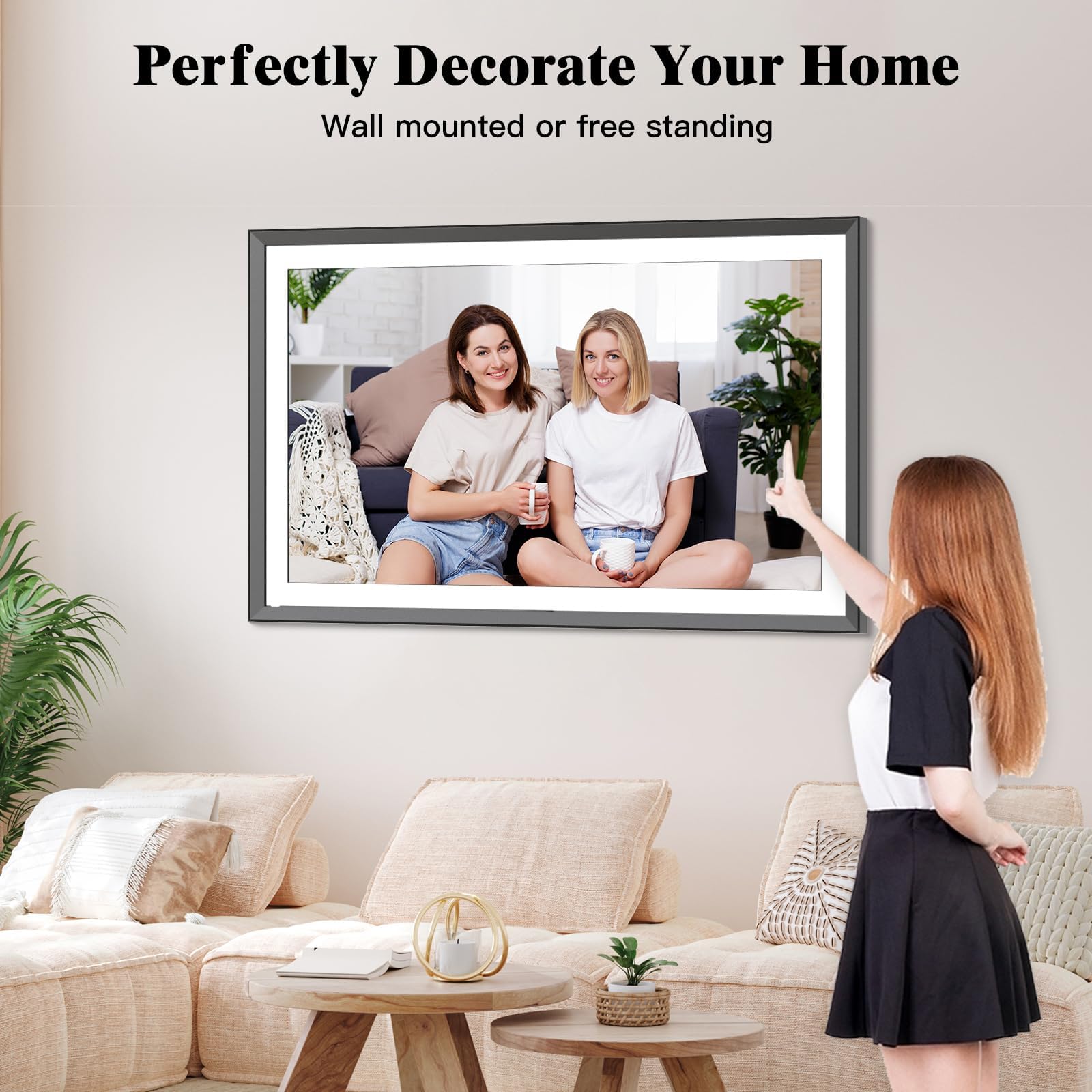 15.6 Inch Digital Picture Frame Wifi Photo Frame   Smart Large Digital Frame 32Gb, Touch Screen, Instantly Share Video Photo By