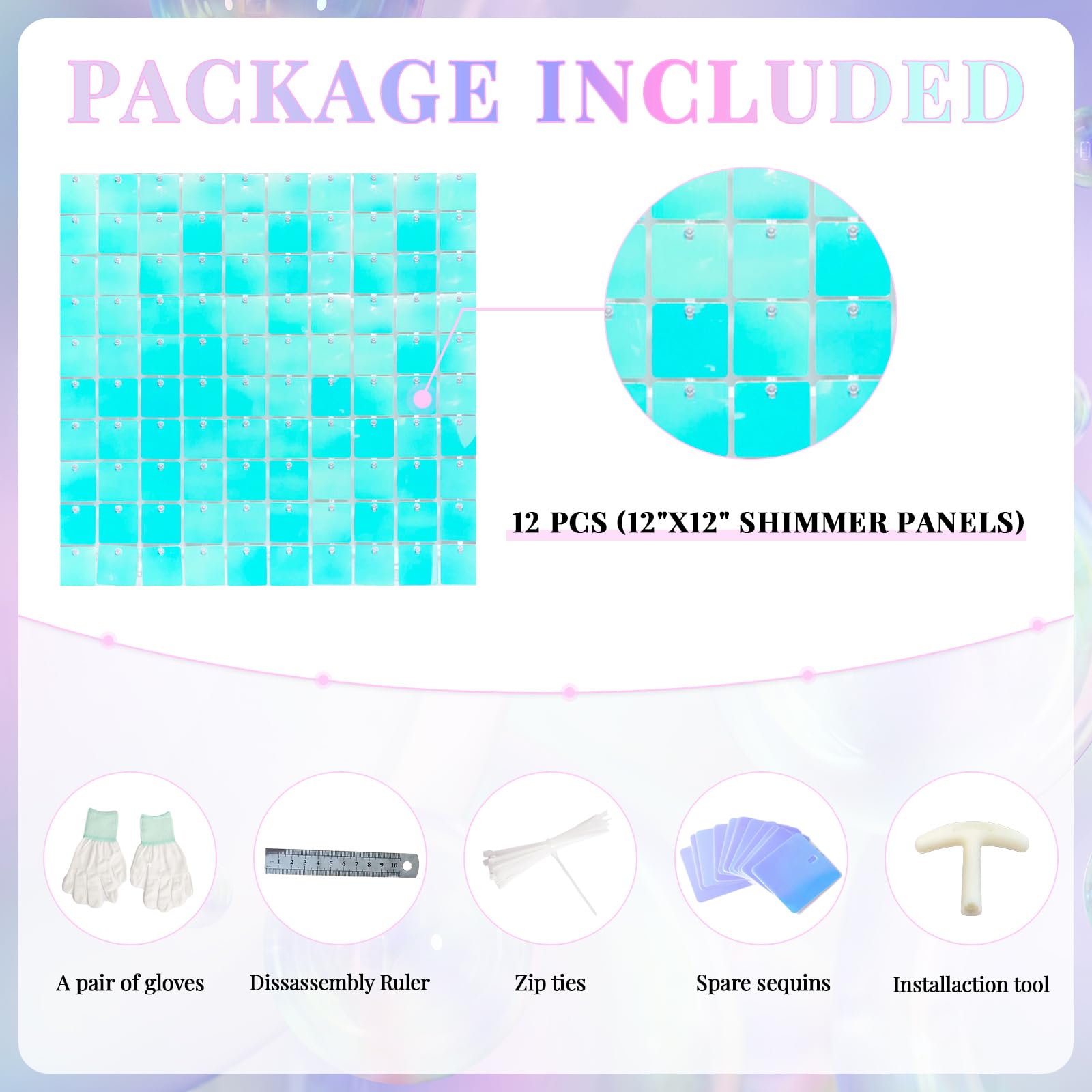 Shimmer Wall Backdrop Blue Wall Panels 12Pcs Square Sequin Shimmer Wall Backdrop Decoration For Birthday Party,Wedding, Annivers