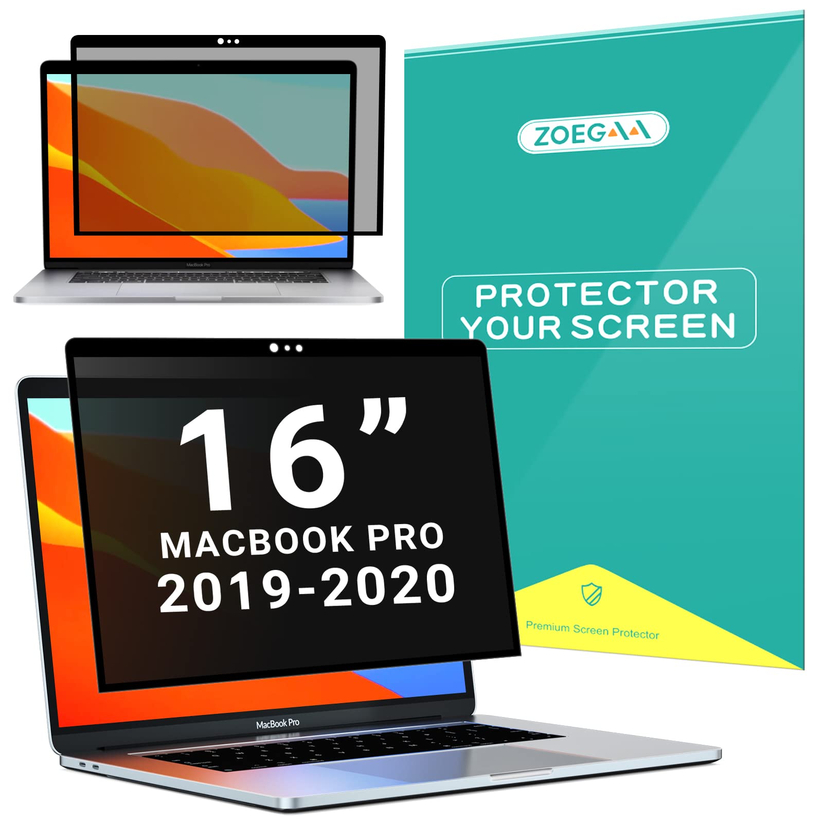 Zoegaa Macbook Pro 16 Privacy Screen, Removable Privacy Screen For Macbook Pro 16 Inch (2019, Model: A2141), Anti Blue Light Lap