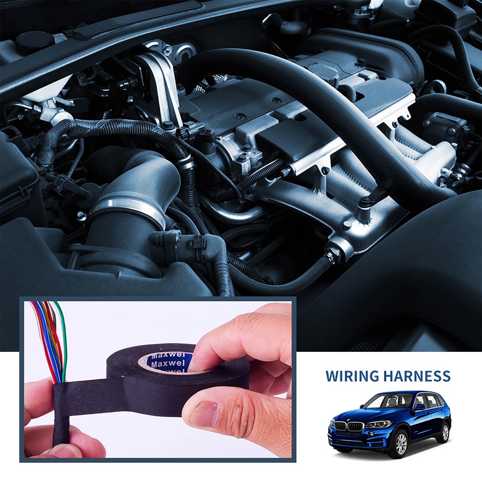 Automotive Wiring Harness Cloth Tape   Maxwel Versaf51217 Chemical Fiber Cloth High Temp Wire Harness Wrapping Tape For Auto Electrical Wrap, Protection, Insulation 19Mm � 25M Pack Of 1 Piece
