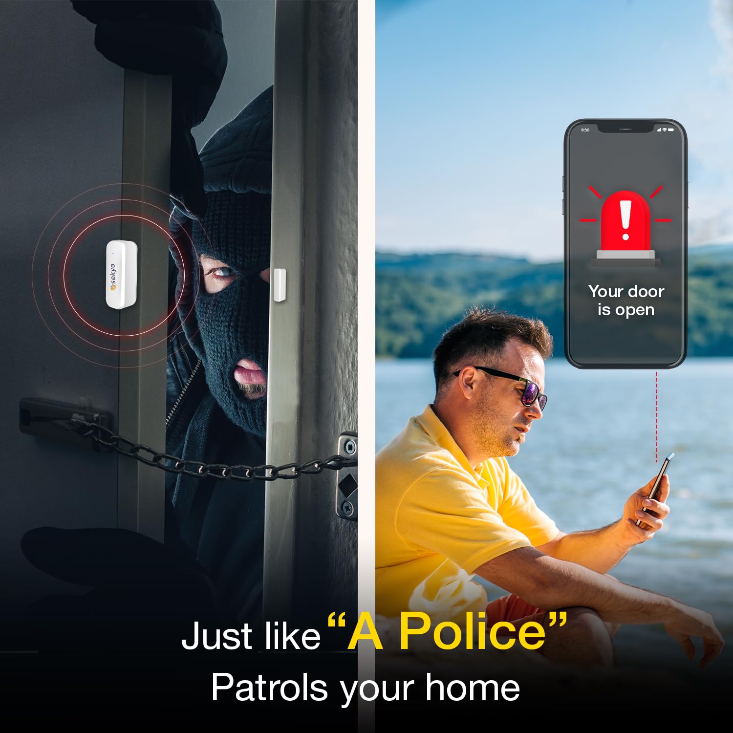 (4 Qty) Smart Wifi Door & Window Sensor For Home| No Hub Required | Free App Alert, Works With Tuya Smart Life Devices, Compatib