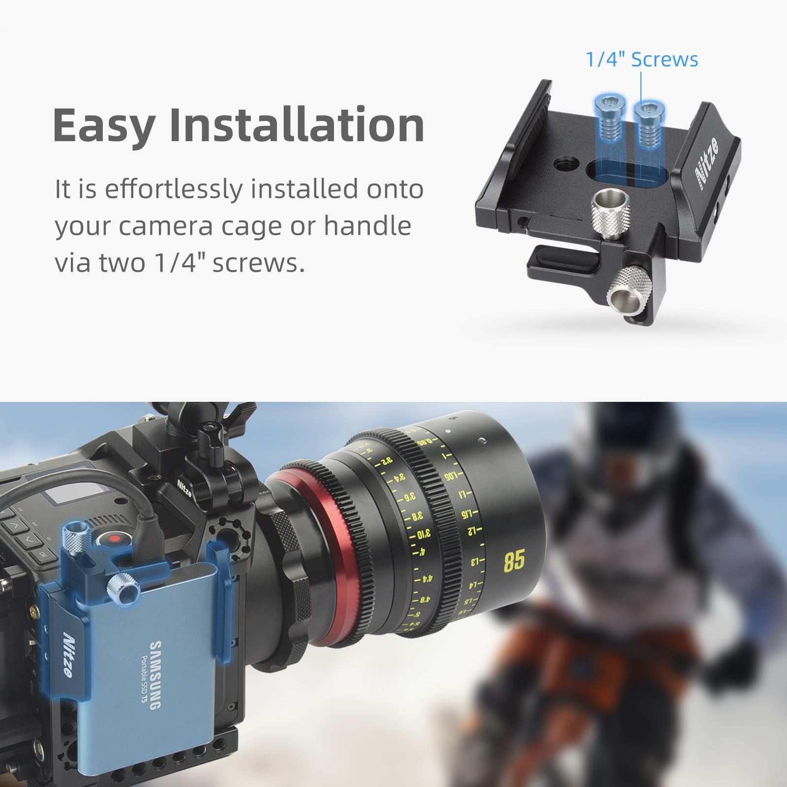 Nitze Universal Ssd Mount Bracket For Samsung T5 Ssd, Samsung T7 Ssd, Sandisk Ssd Within 45 To 60Mm Of Width,Ssd Holder With Usb C Cable Clamp   N42C