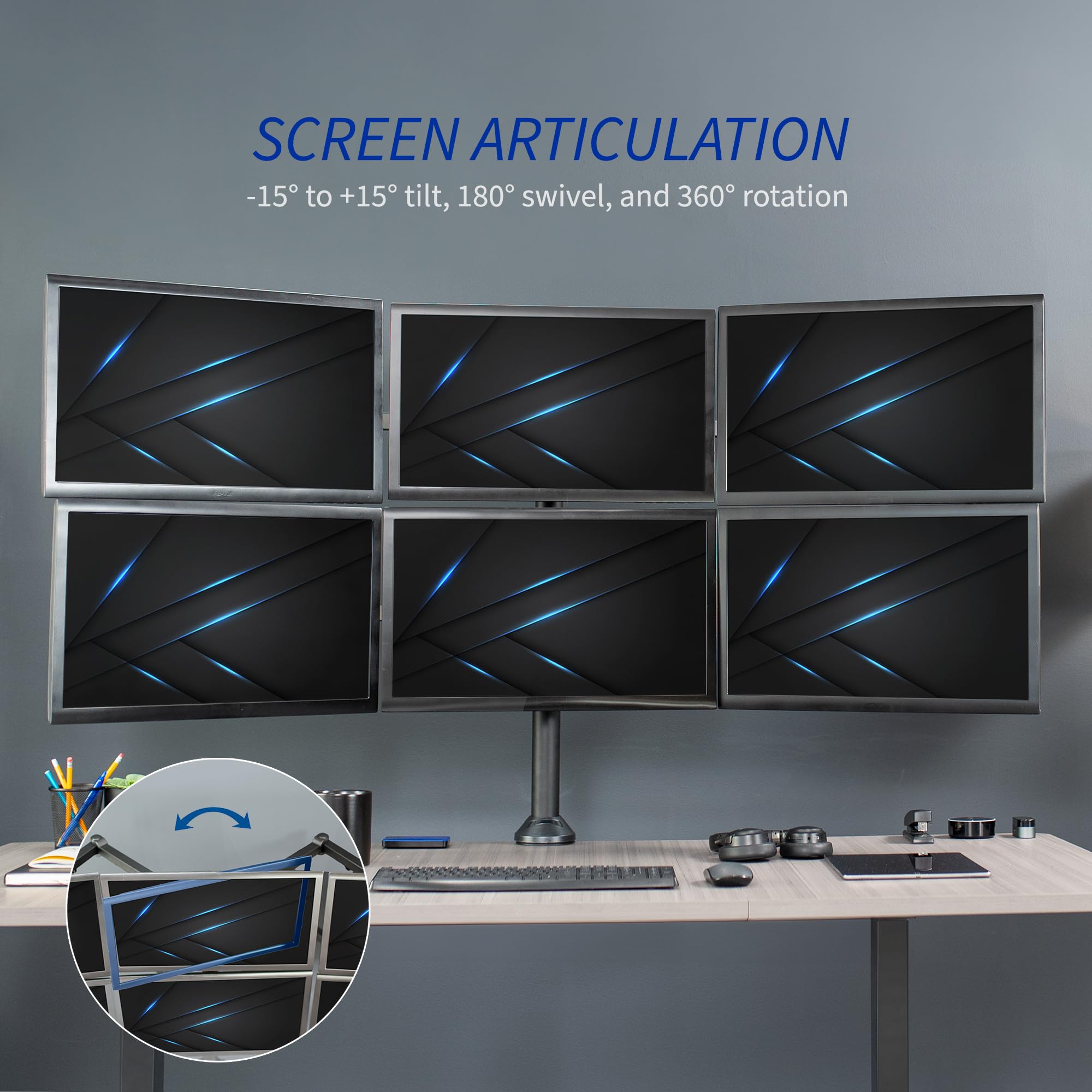 Vivo Steel Hex 23 To 32 Inch Led Lcd Computer Monitor, Heavy Duty Desk Mount, Fully Adjustable Stand, Holds 6 Screens, Stand V10