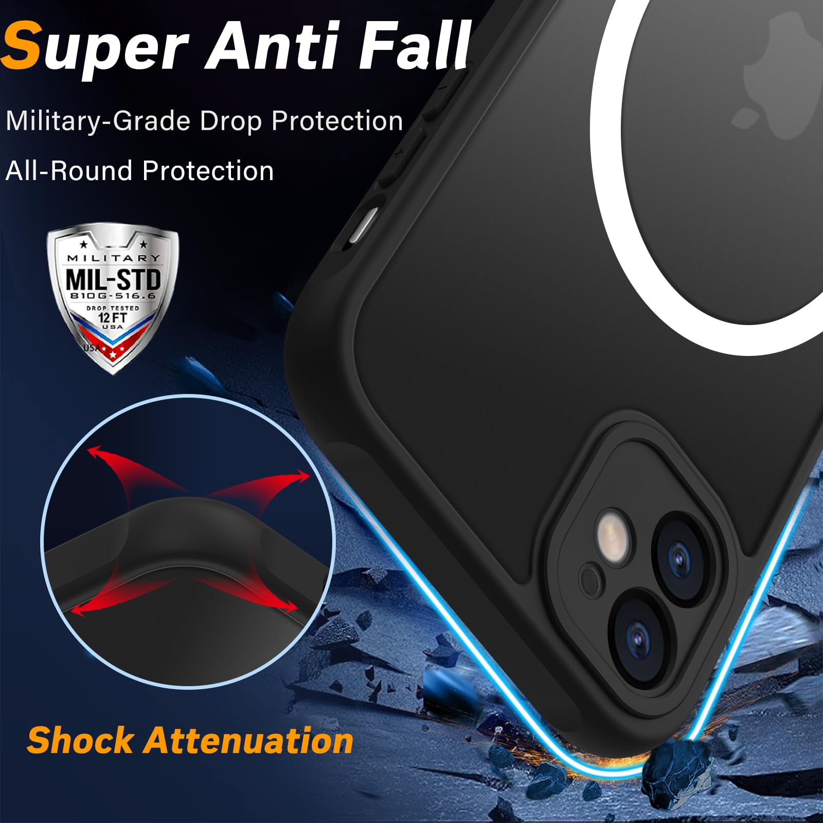 Pinlisheng Magnetic For Iphone 12 Case,Compatible With Magsafe,Military Grade Drop Tested, Shockproof Matte Finish Translucent H