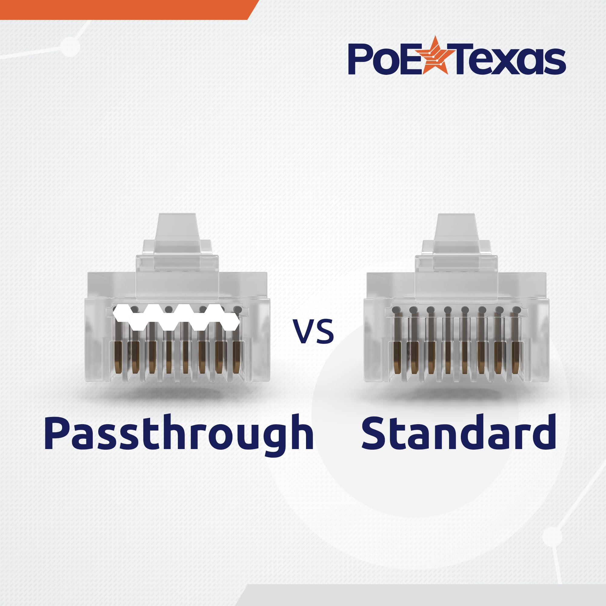 Poe Texas Rj45 Connectors Passthrough   100 Pack   Crimp Style Network Cable Ethernet Connector Rj45 Ends For Cat 6 Rj45 Pass Through Connector Jack