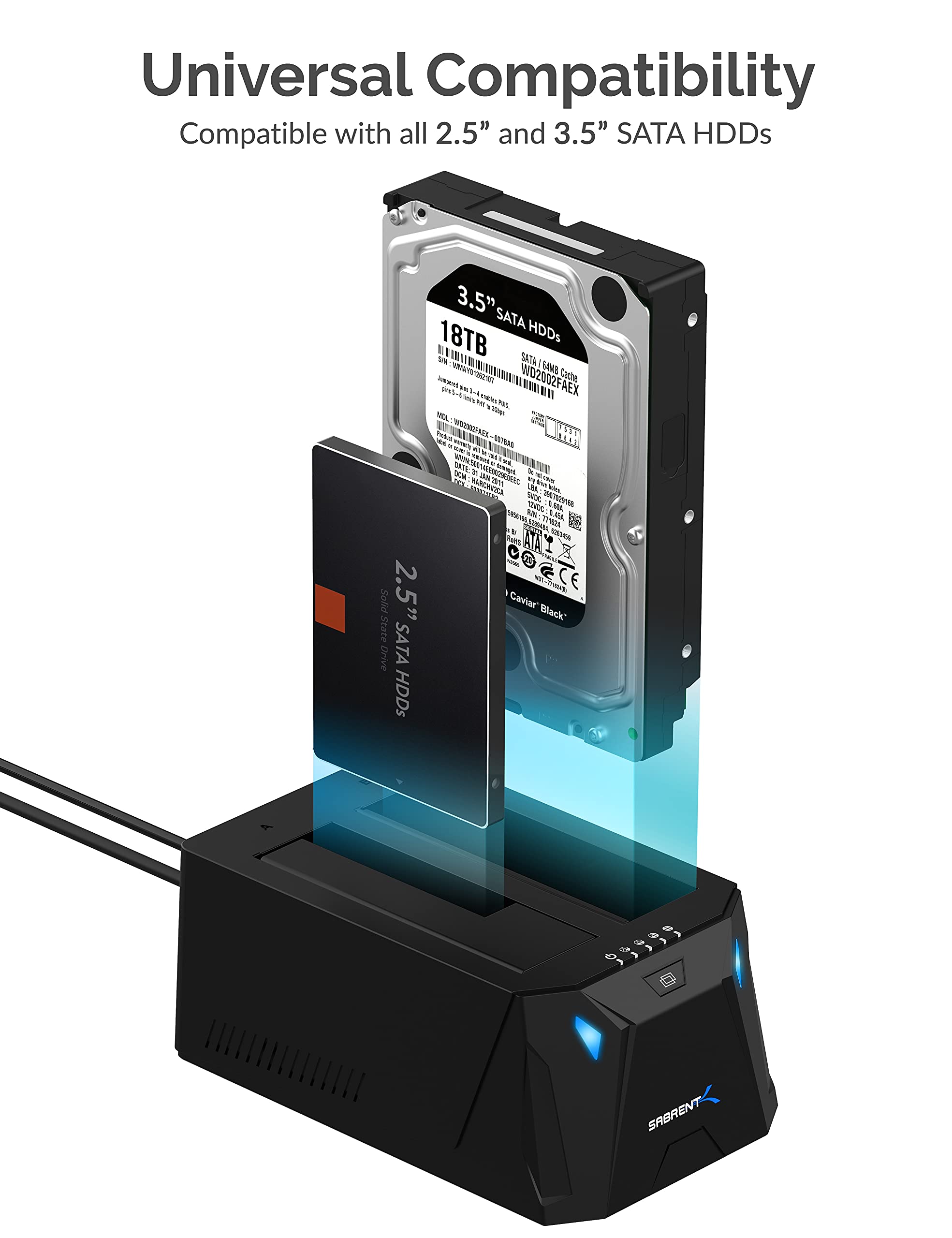 Sabrent Usb Type C Sata 2.5    & 3.5    Dual Bay Hard Drive Docking Station | Offline Cloning | Up To 5Gbps | Tool Free Installa