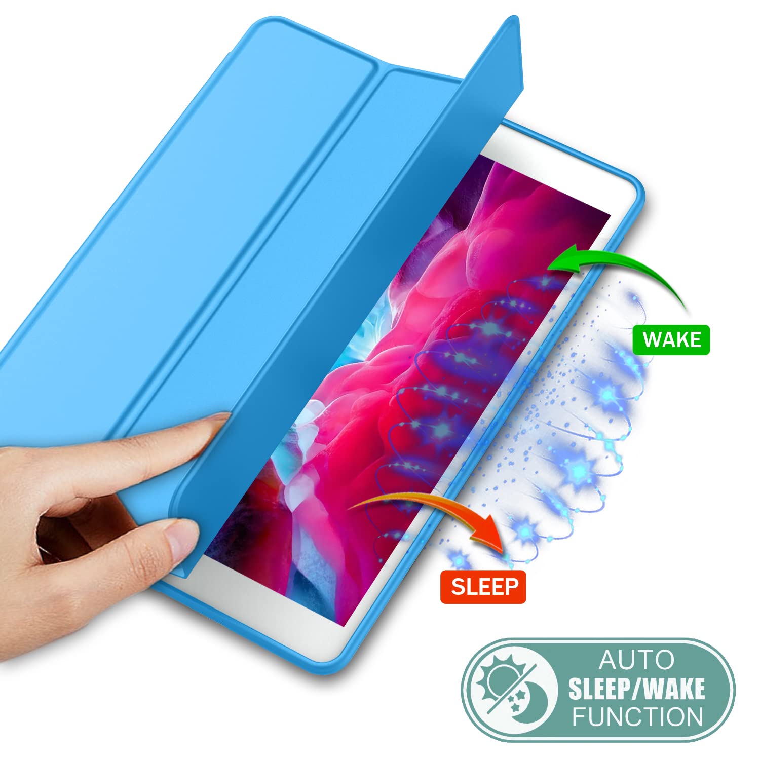 Imieet Ipad 9.7 Case (2018/2017 Model, 6Th/5Th Generation), Smart Cover With Pencil Holder And Soft Baby Skin Silicone Back And Full Body Protection, Auto Wake/Sleep Cover (Ocean Blue)